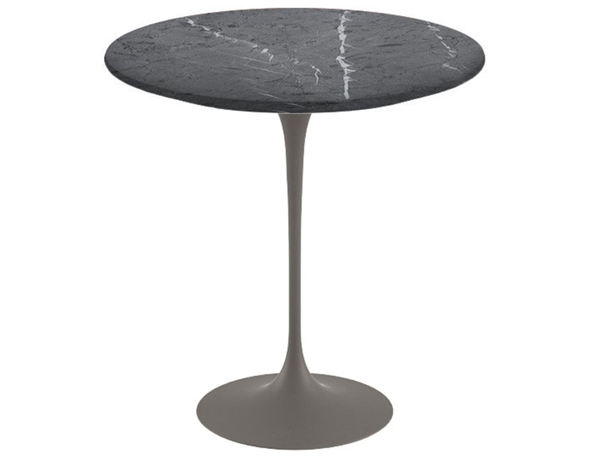 saarinen side table - 20" round / polished marble - grigio marquina / satin - grey
