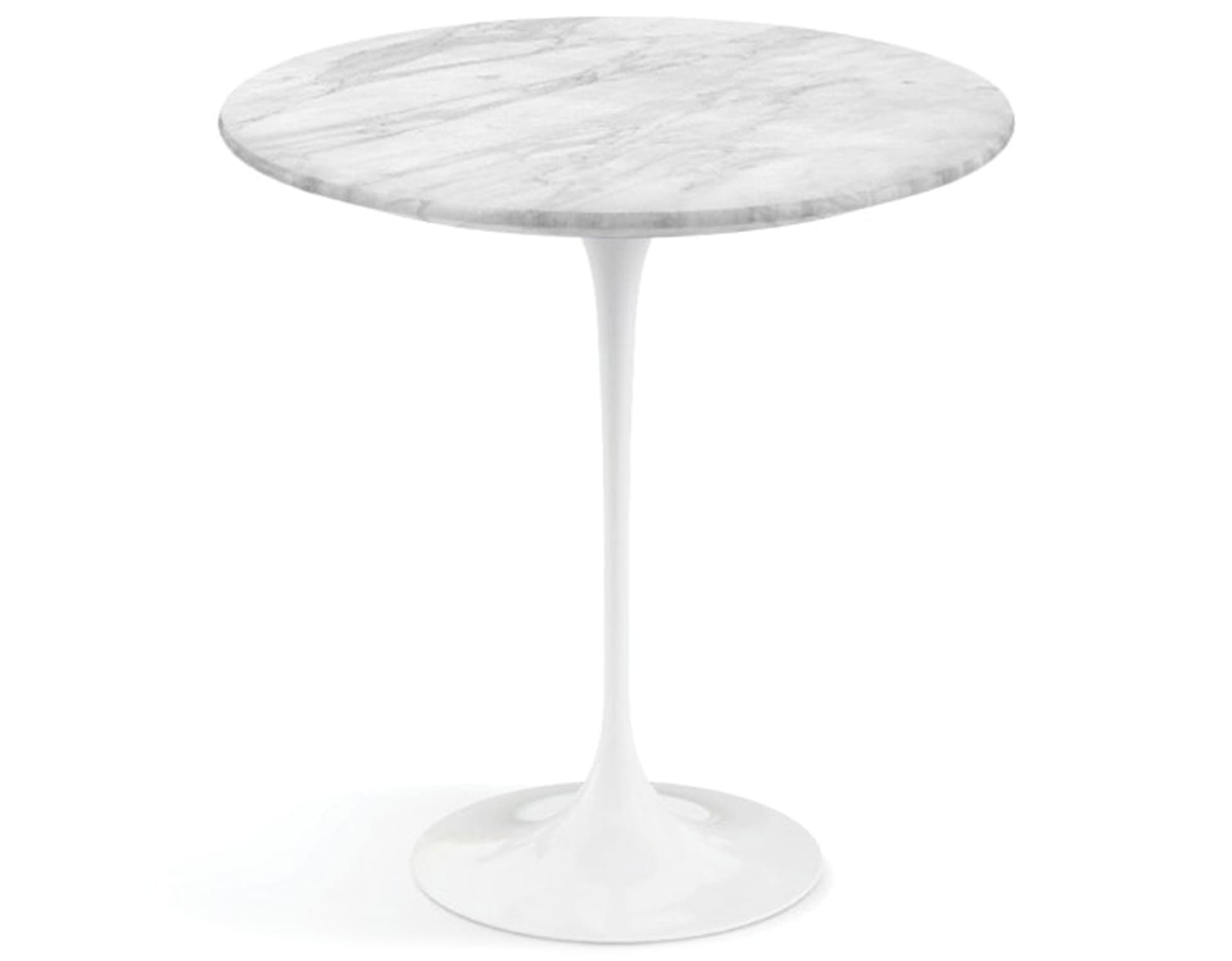 saarinen side table - 20" round / polished marble - carrara / high gloss - white