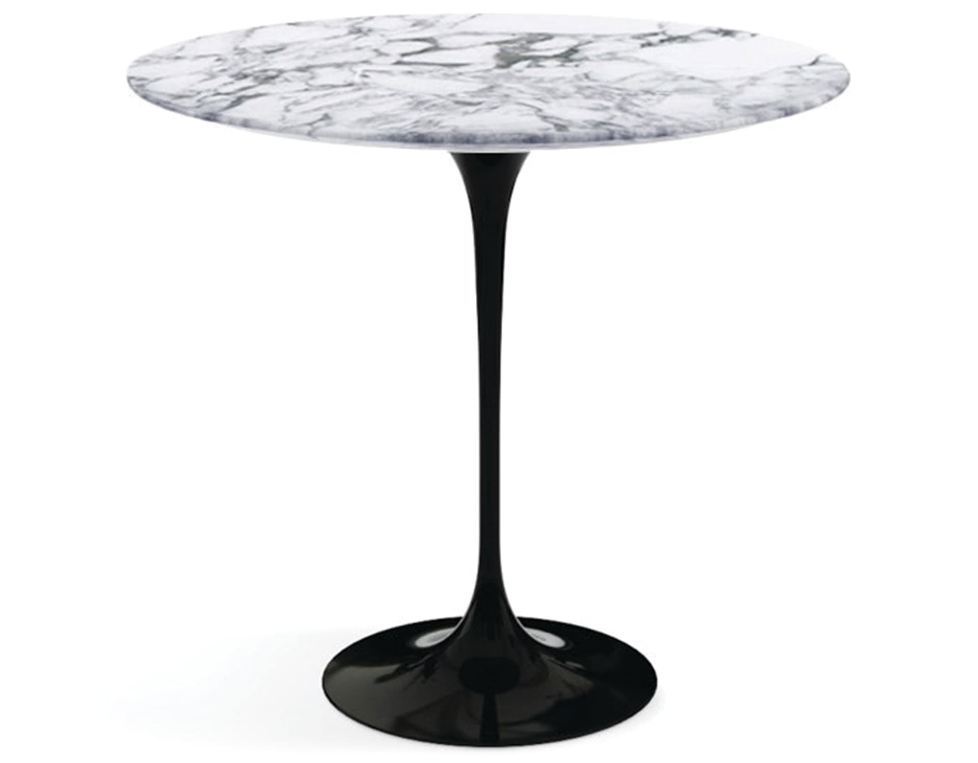 saarinen side table - 22" oval / polished marble - arabescato / high gloss - black