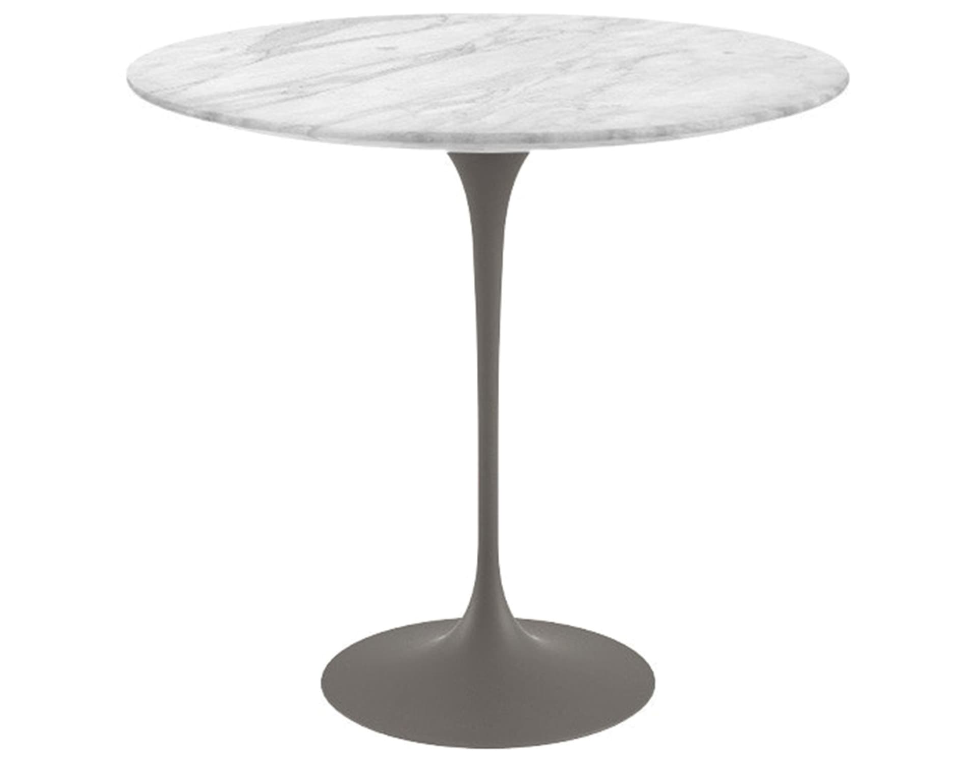 saarinen side table - 22" oval / polished marble - carrara / satin - grey