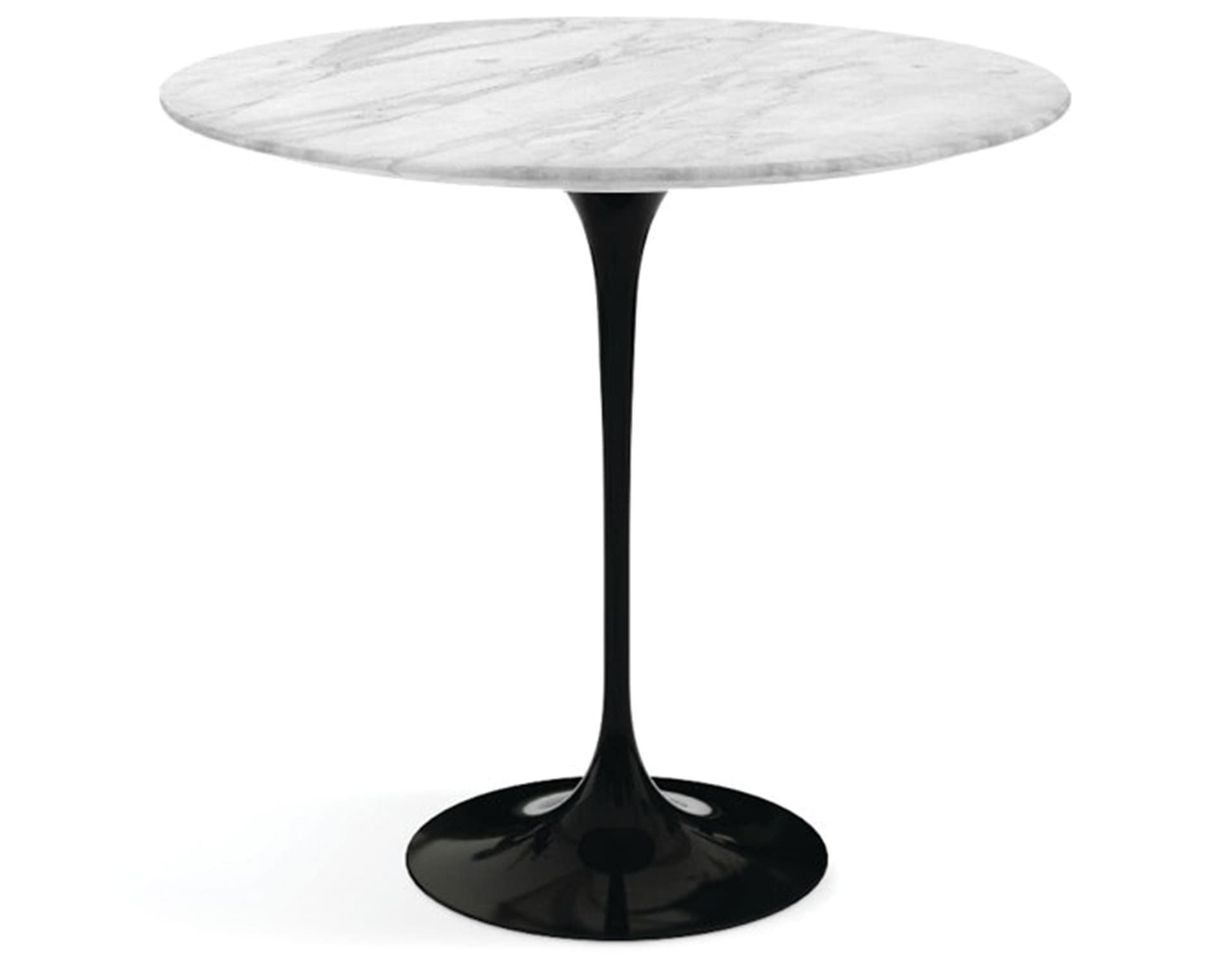 saarinen side table - 22" oval / polished marble - carrara / high gloss - black