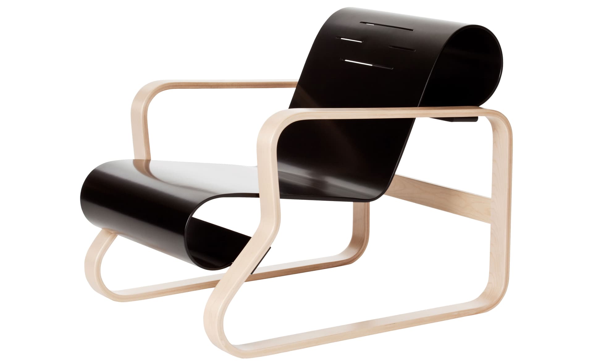 paimio armchair 41 / black lacquer seat / natural birch frame
