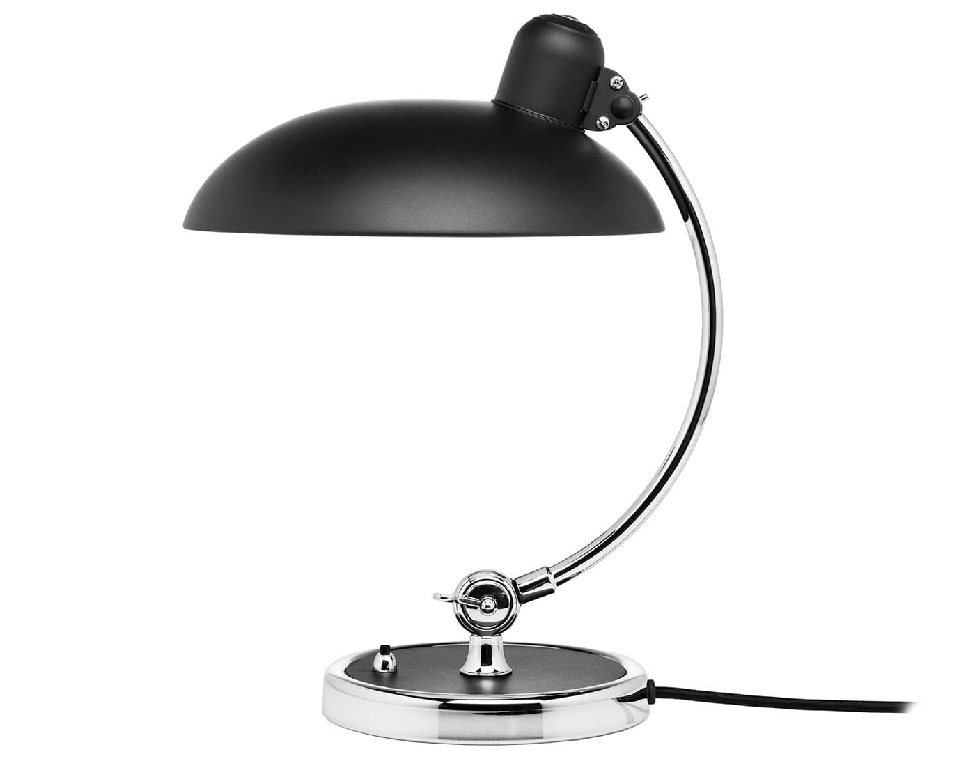 kaiser idell luxus table lamp / matte black shade / chrome base
