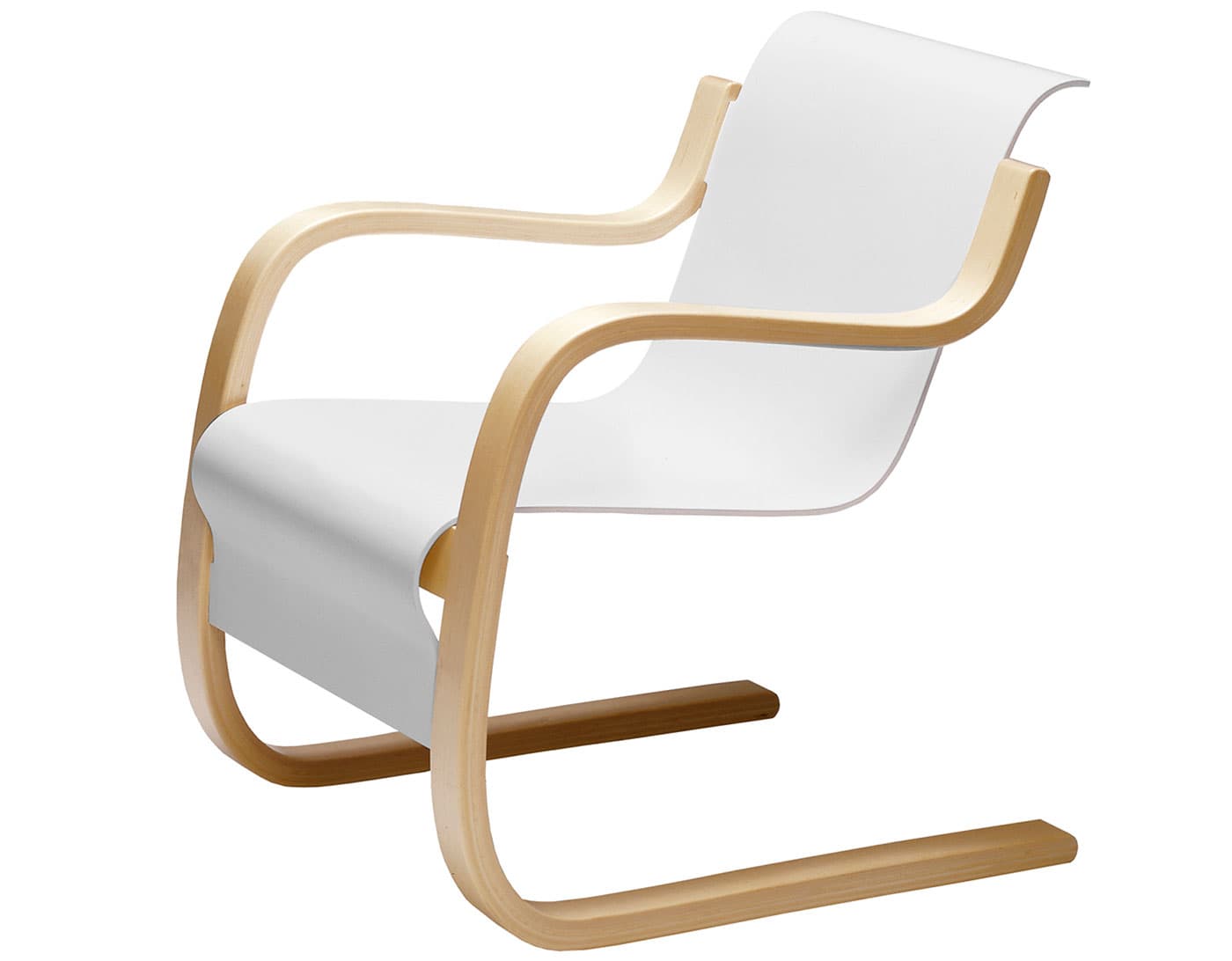 alvar aalto armchair 42 / white lacquer seat / natural birch frame