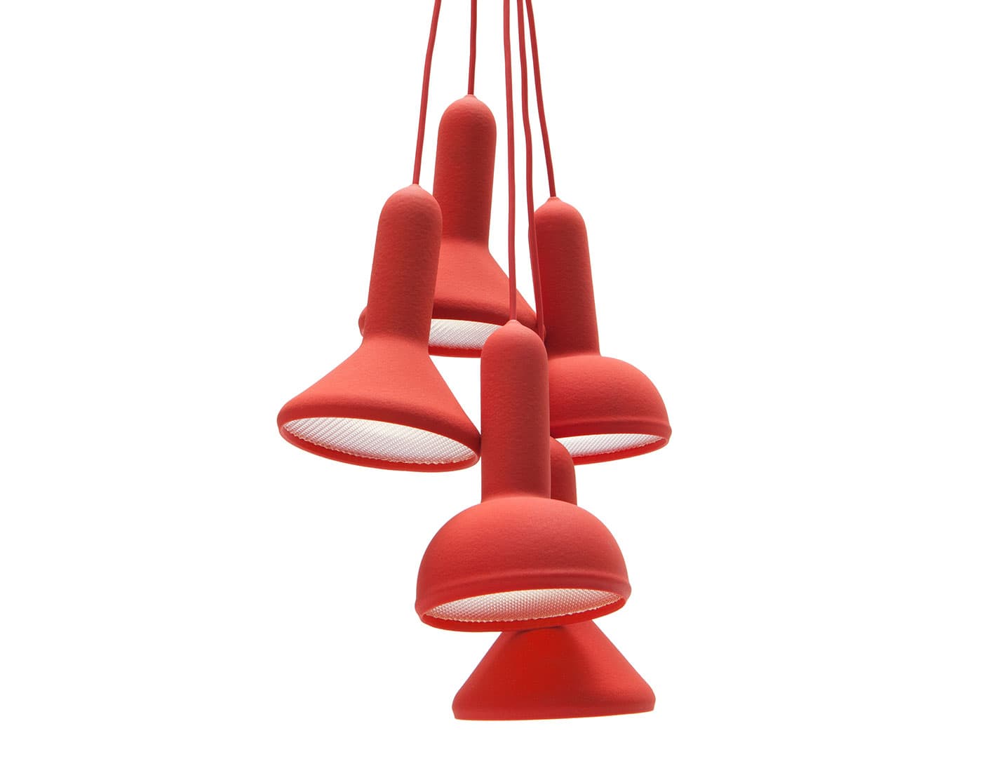 Torch Light Bunch / S5 bunch (5 pendant cluster) / red with red cables