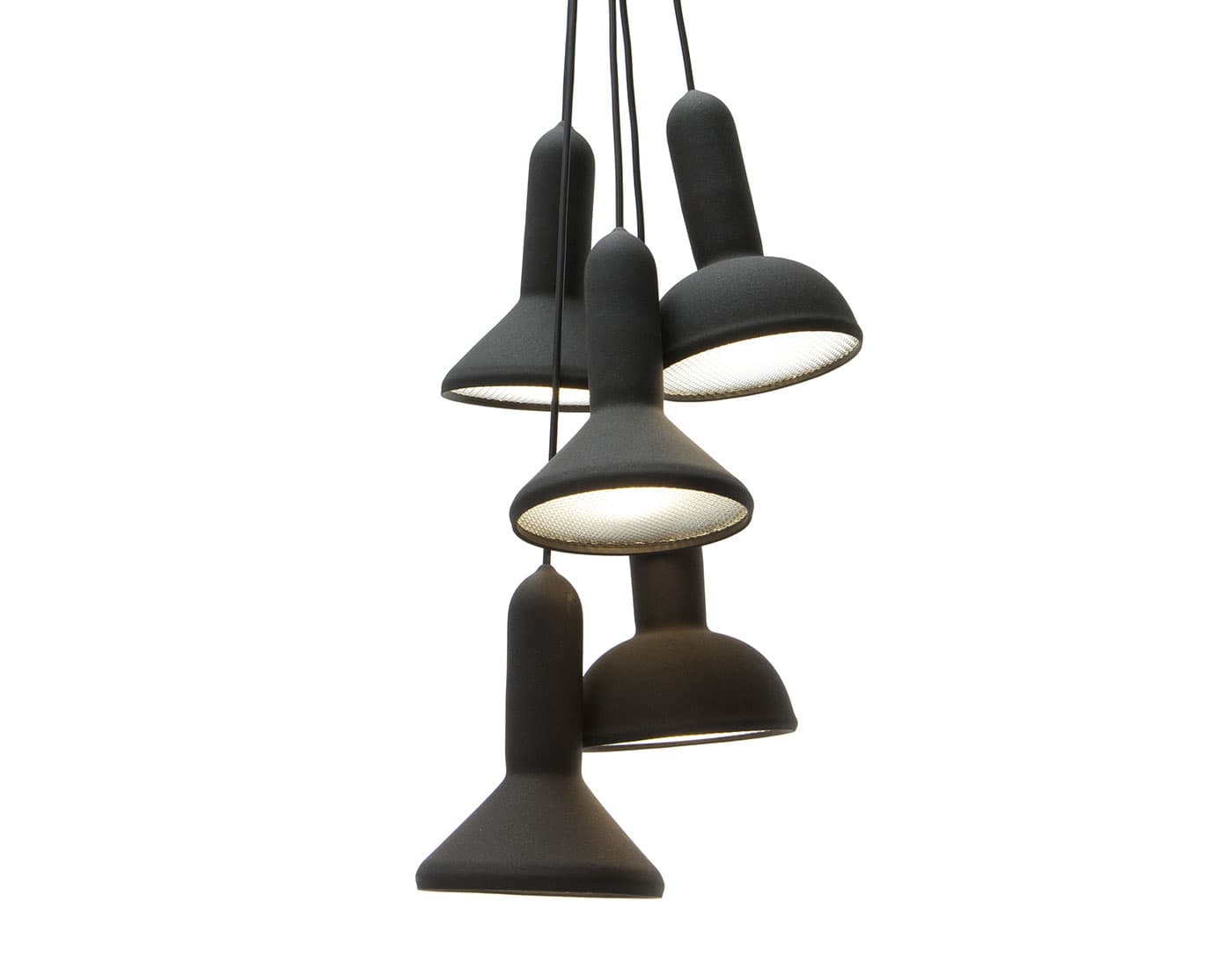 Torch Light Bunch / S5 bunch (5 pendant cluster) / black with black cables