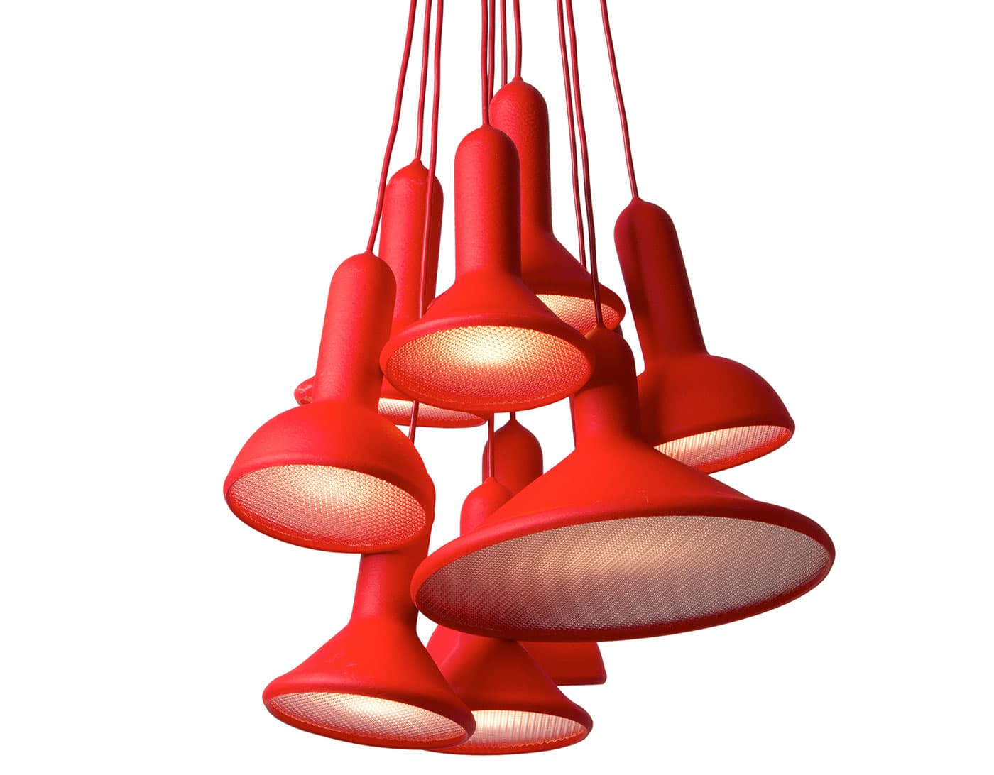 Torch Light Bunch / S10 bunch (10 pendant cluster) / red with red cables
