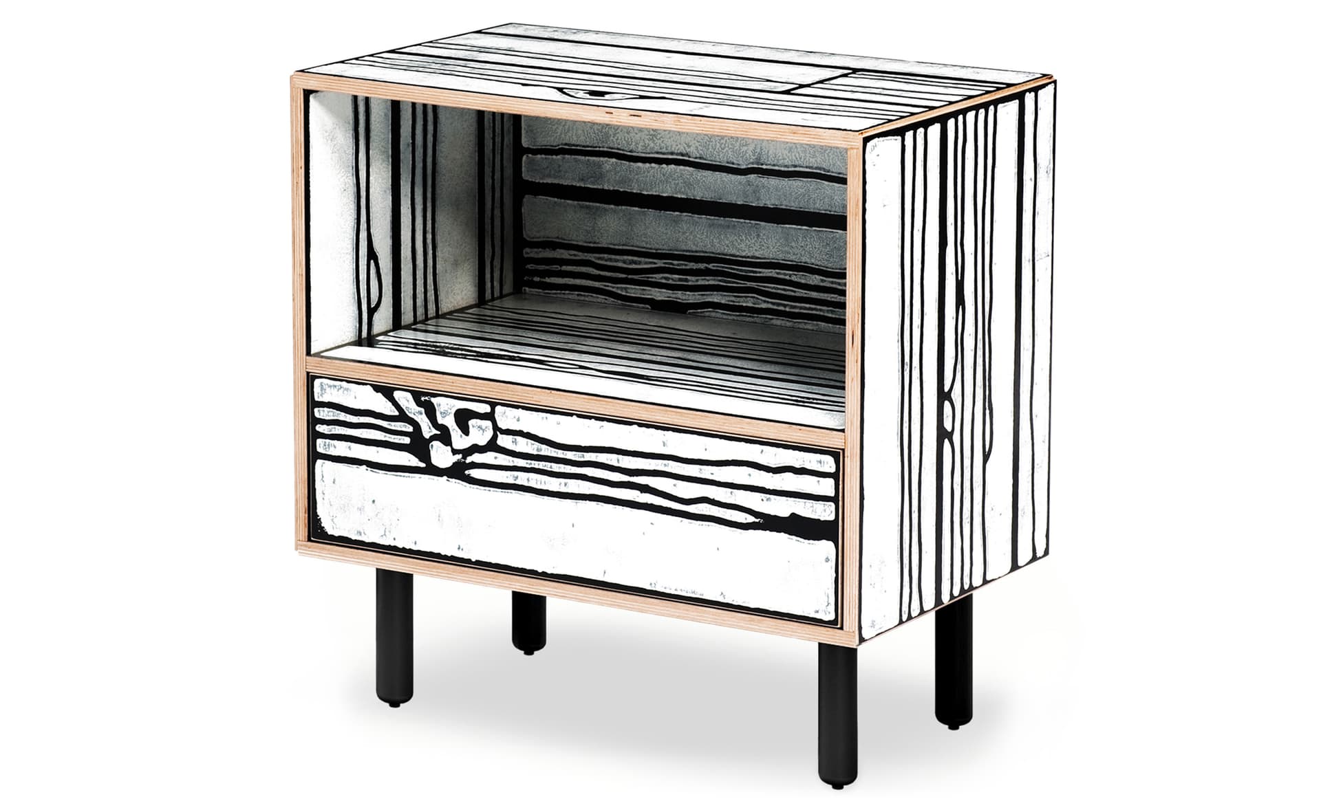 Wrongwoods Night Table / white with black