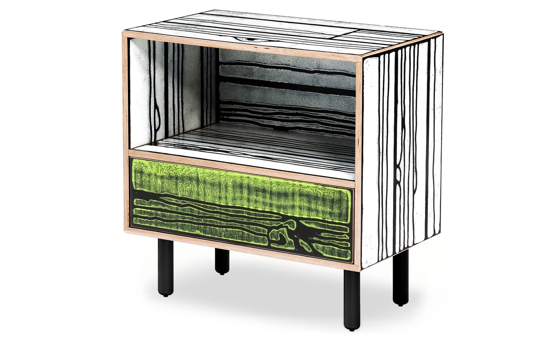 Wrongwoods Night Table / white with green
