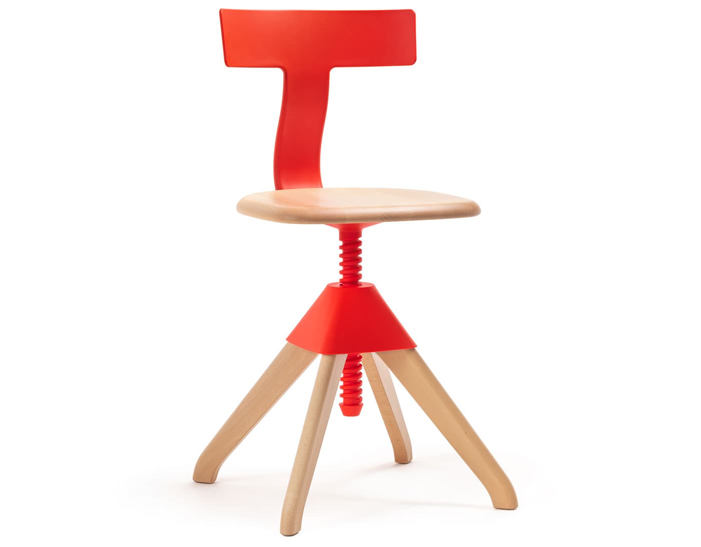 Tuffy Swivel Chair / red/natural
