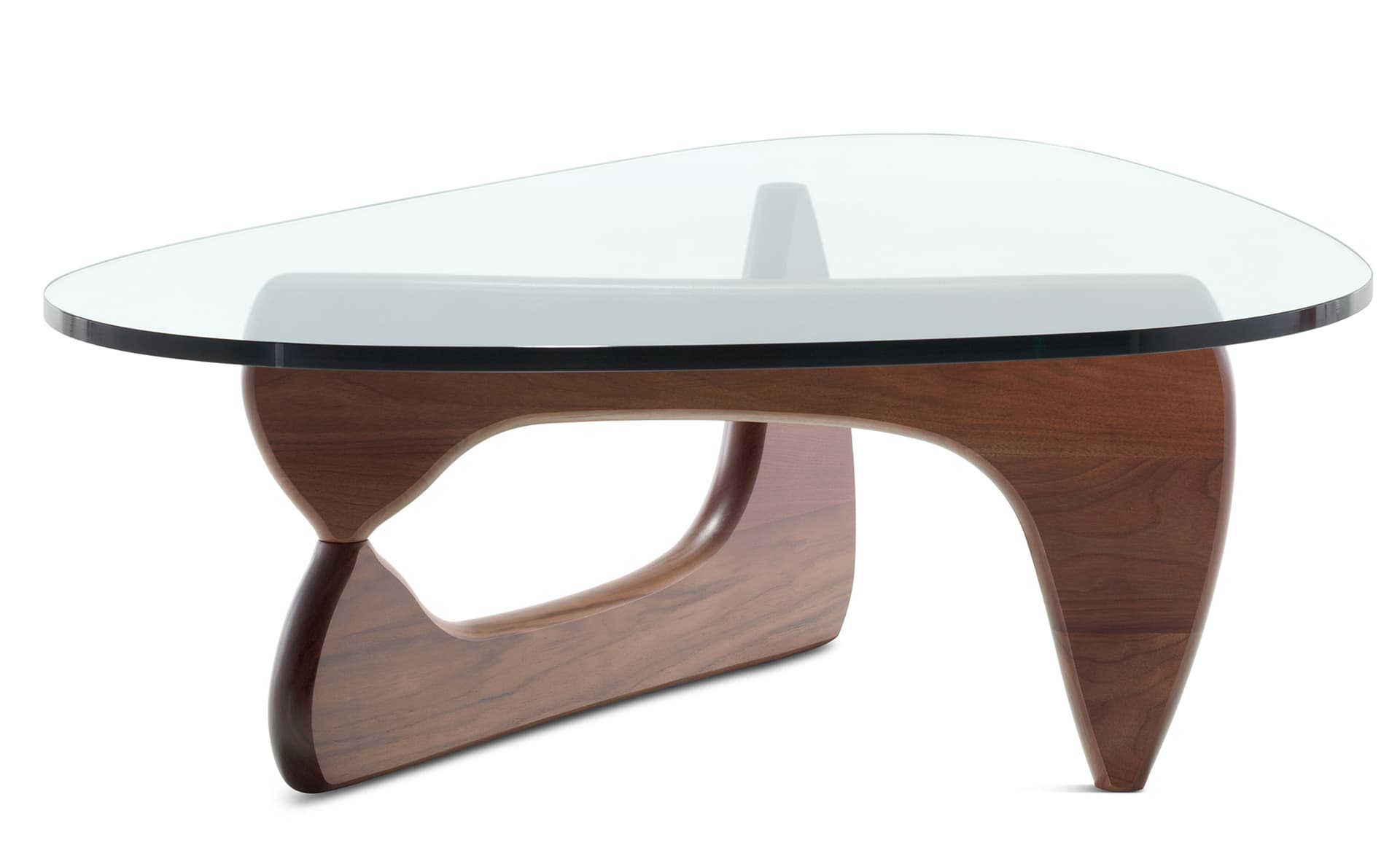Noguchi coffee table, walnut base