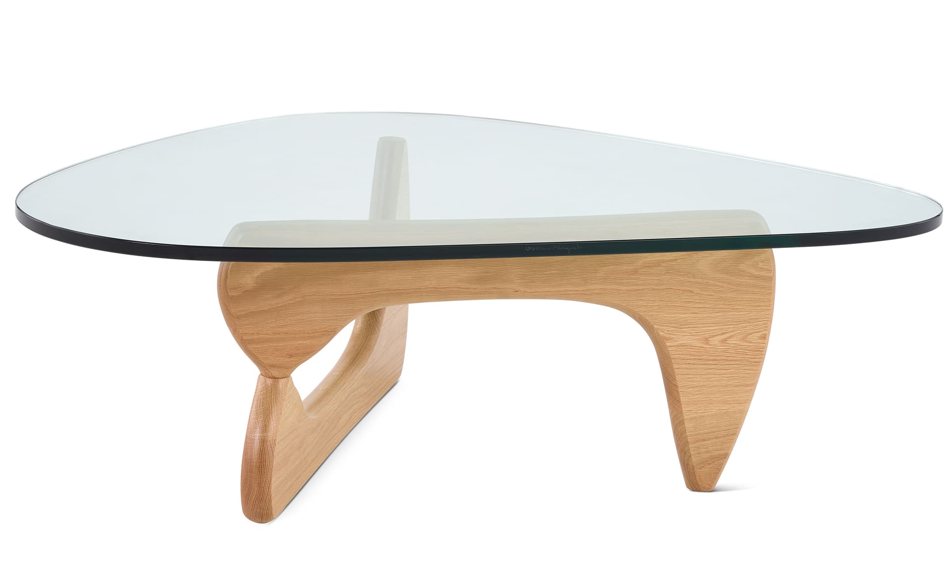 Noguchi coffee table, natural white oak base
