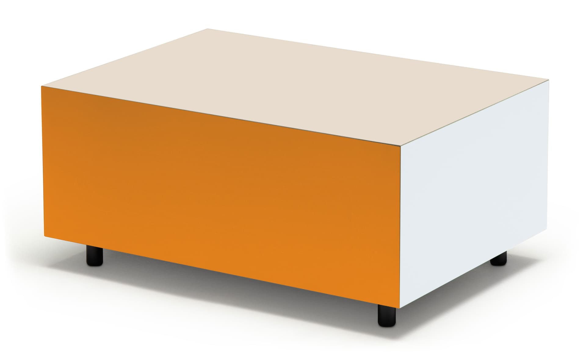 Bloc Storage Table / 25.2" x 17.7" with single drawer / no added casters / grey / burnt orange / pale grey