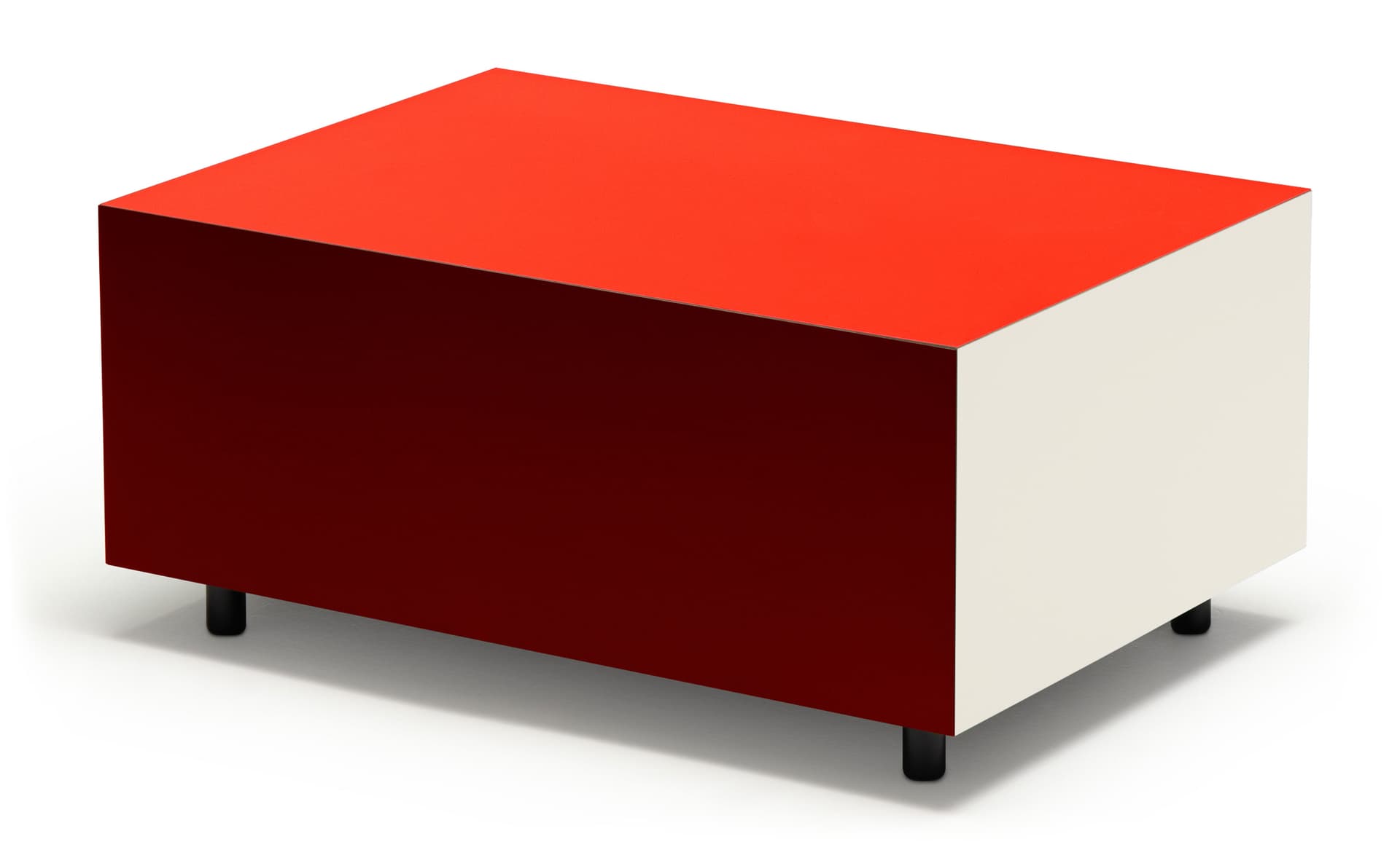 Bloc Storage Table / 25.2" x 17.7" with single drawer / add set of 4 casters (2 lockable) / bright red / burgundy / clay