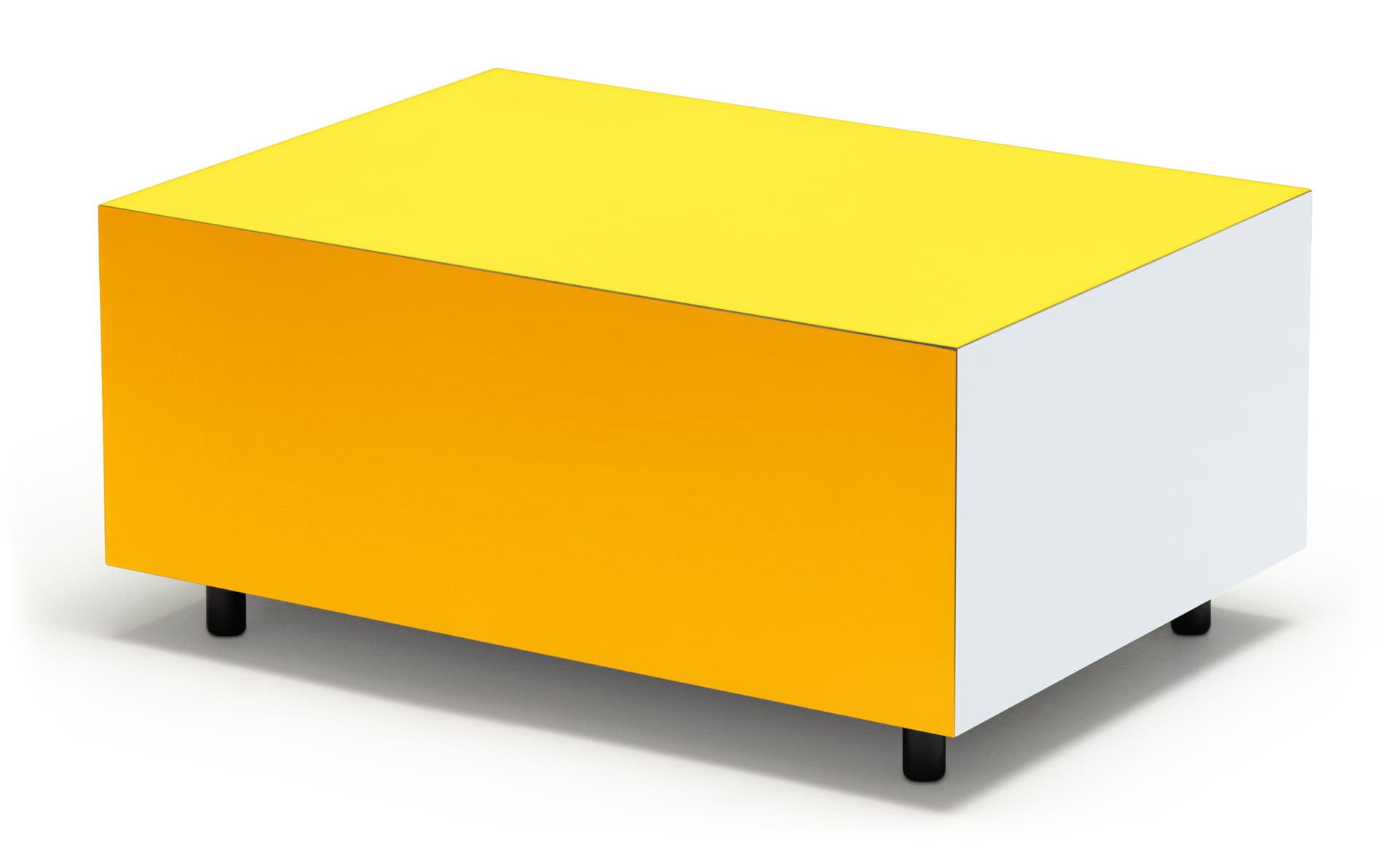 Bloc Storage Table / 25.2" x 17.7" with single drawer / add set of 4 casters (2 lockable) / zinc yellow / signal yellow / pale grey