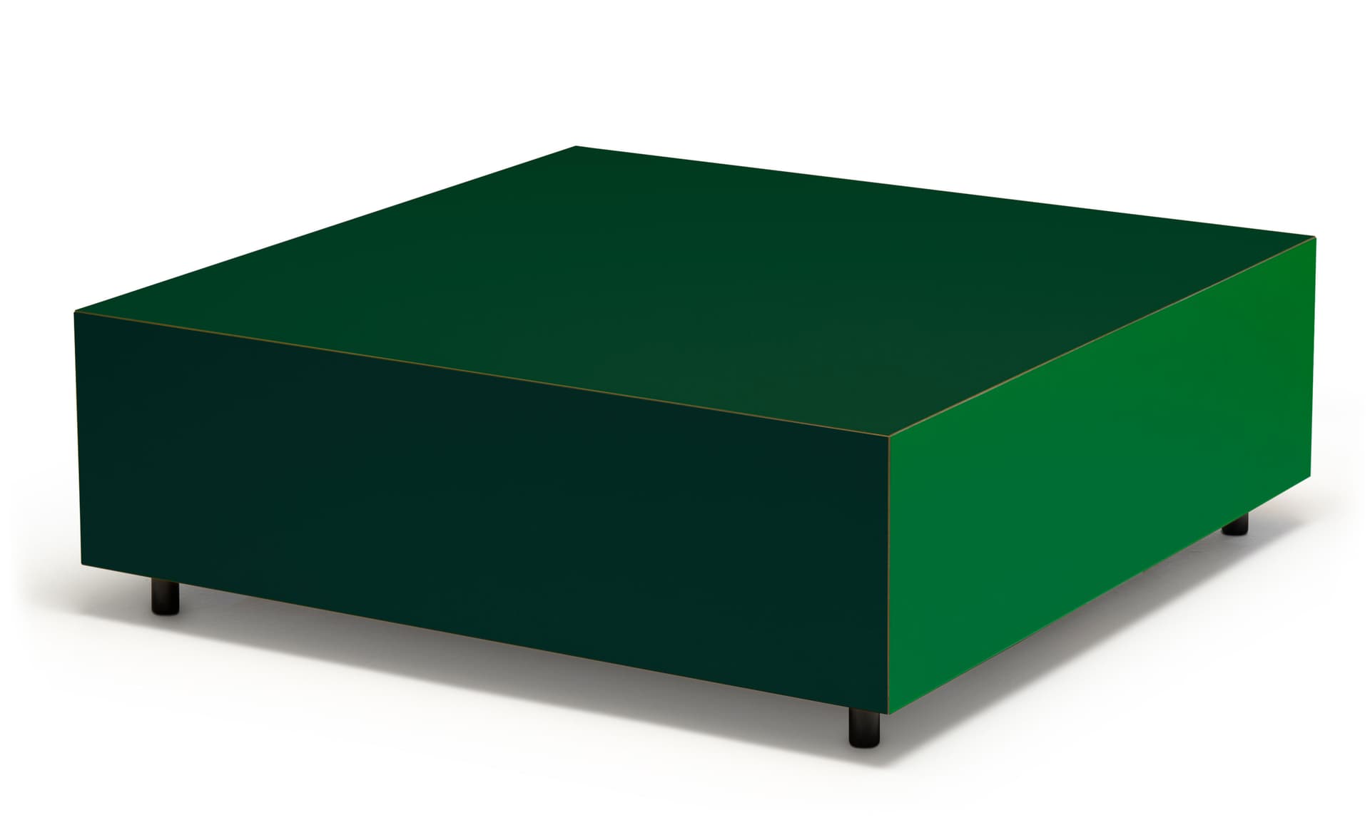 Bloc Storage Table / 33.5" x 33.5" with single drawer / no added casters / bottle green / pine green / signal green
