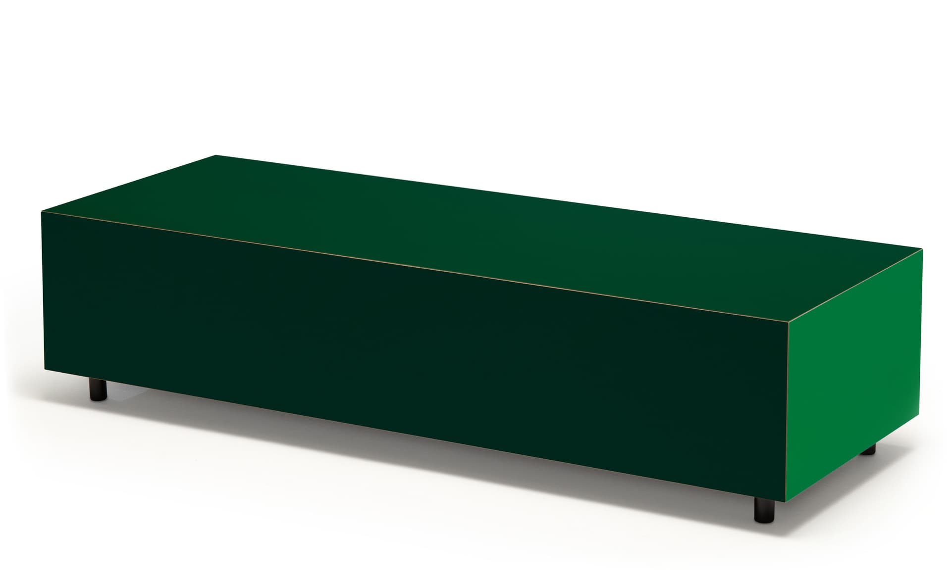 Bloc Storage Table / 47.2" x 17.7" with two drawers / no added casters / bottle green / pine green / signal green