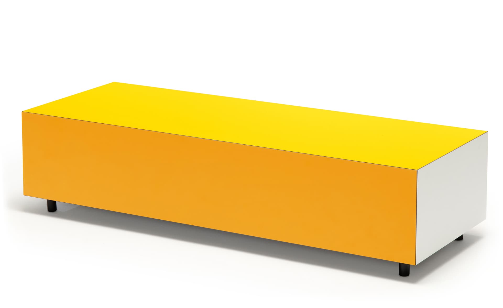 Bloc Storage Table / 47.2" x 17.7" with two drawers / no added casters / zinc yellow / signal yellow / pale grey