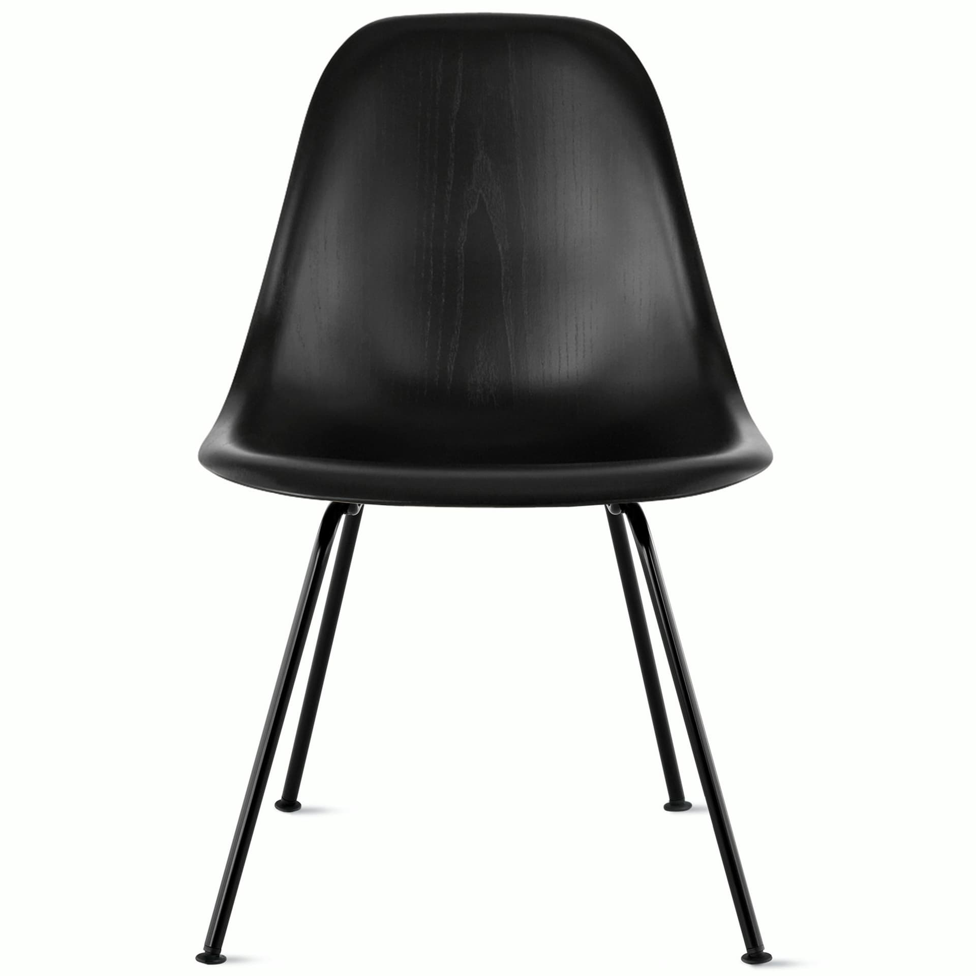 eames molded wood side chair with 4 leg base / standard glides / ebony / black