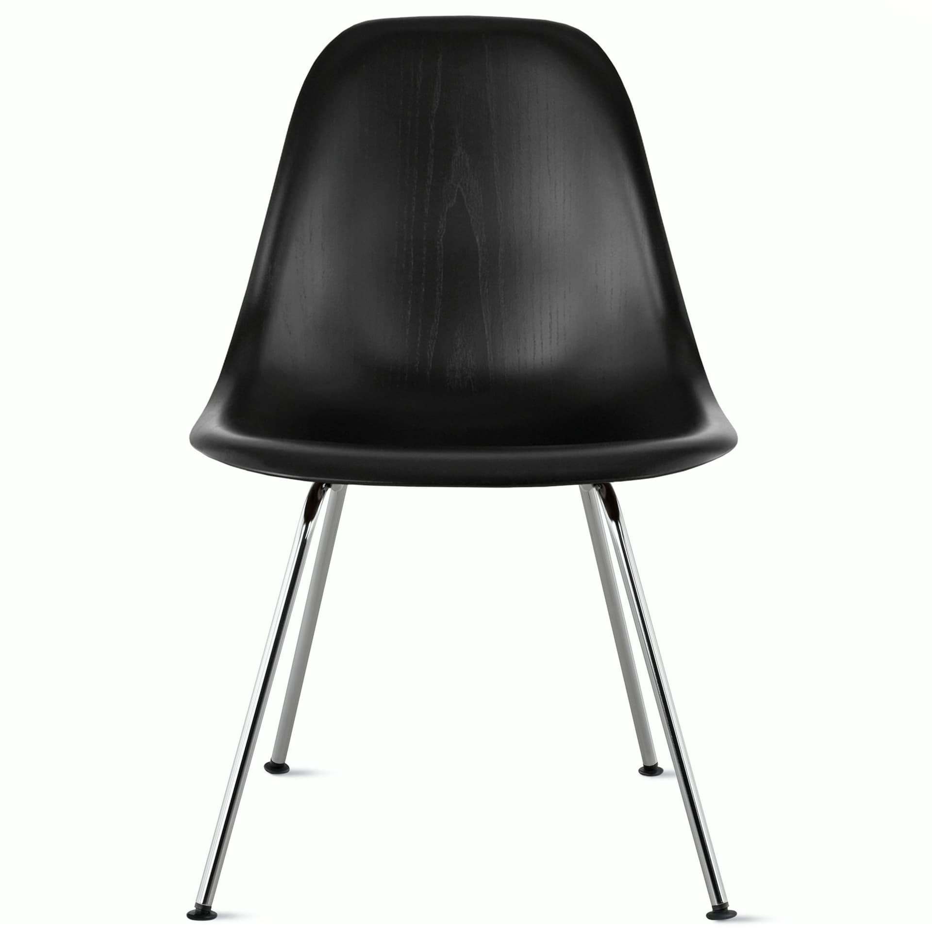eames molded wood side chair with 4 leg base / standard glides / ebony / trivalent chrome