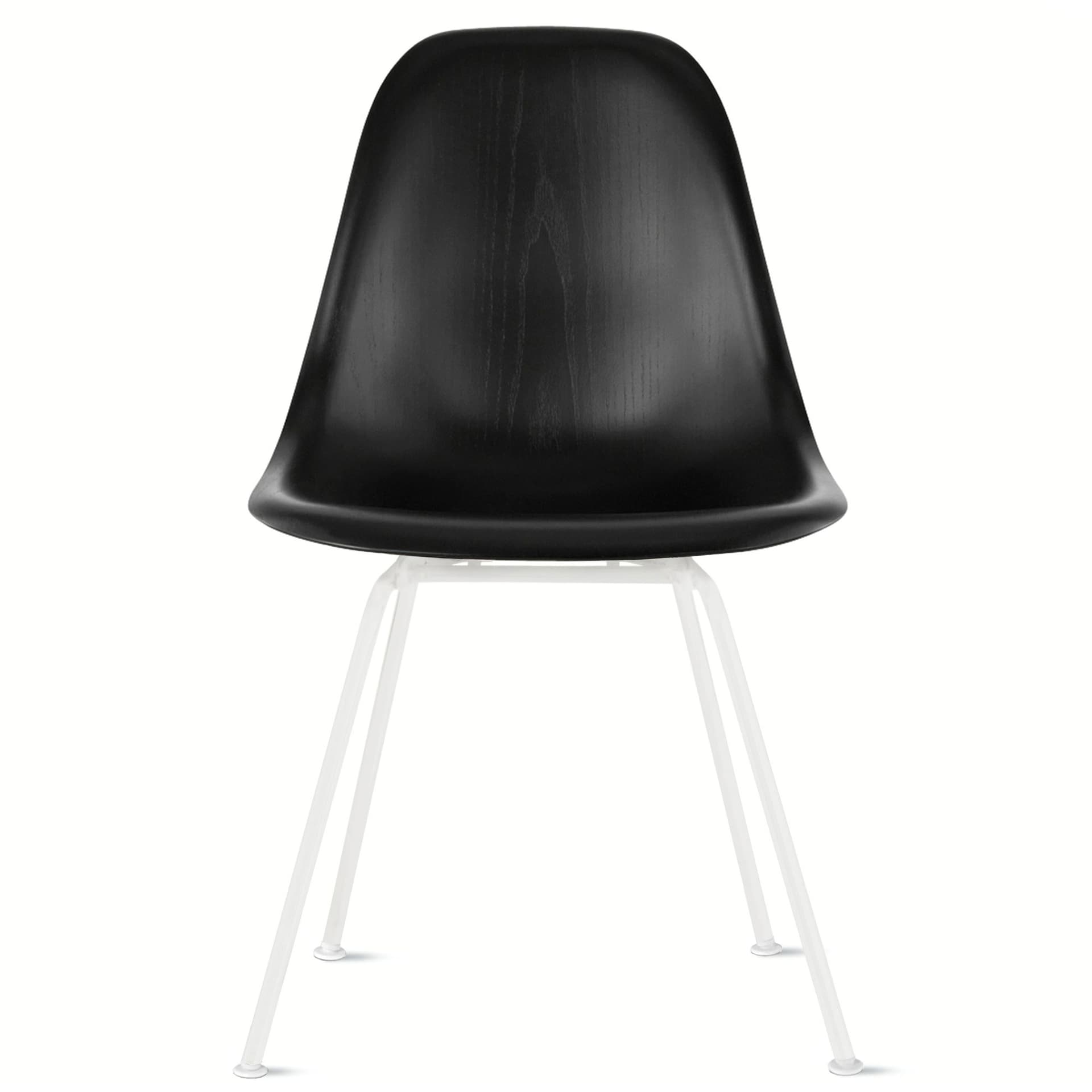 eames molded wood side chair with 4 leg base / standard glides / ebony / white