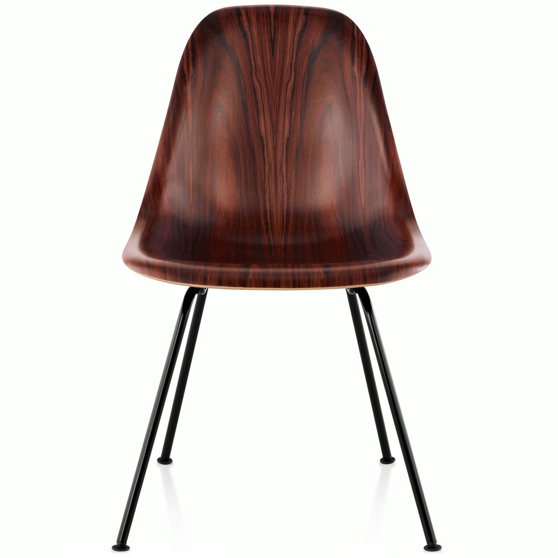 eames molded wood side chair with 4 leg base / standard glides / santos palisander / black