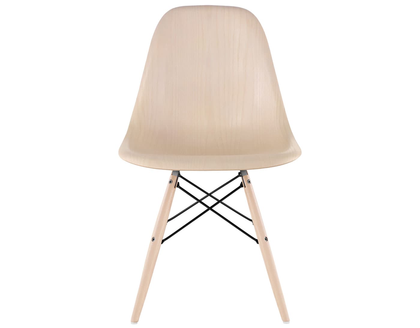 eames molded wood side chair with dowel base / standard glides / white ash / black / maple with white glides