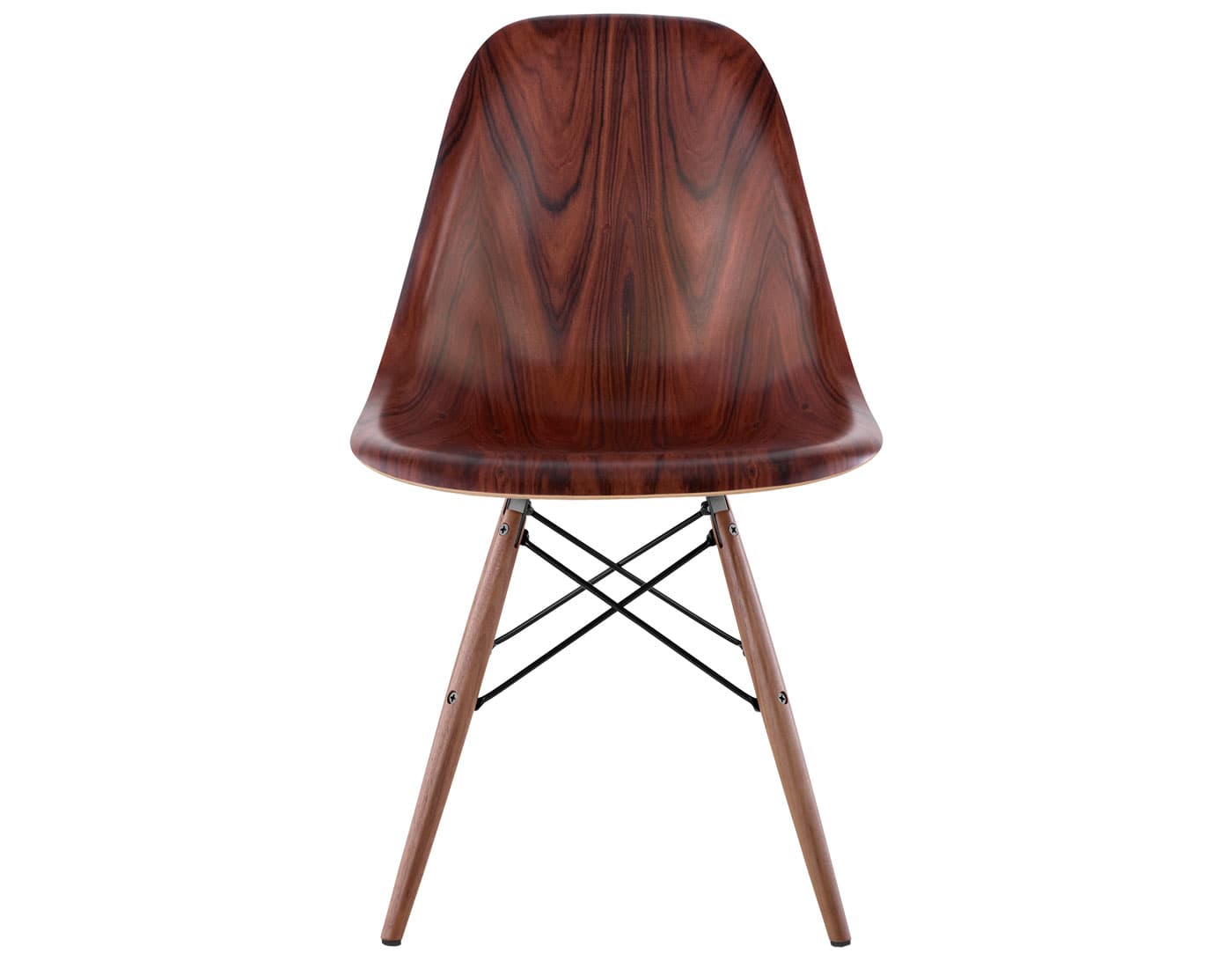 eames molded wood side chair with dowel base / standard glides with felt bottom / santos palisander / black / walnut with black glides
