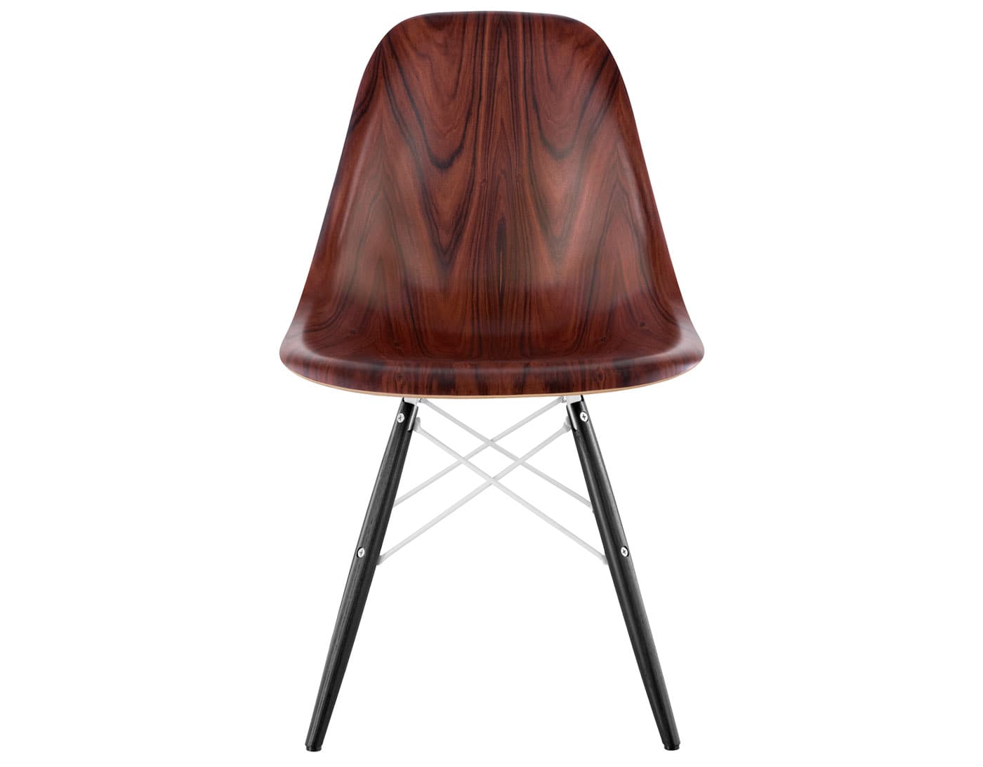 eames molded wood side chair with dowel base / standard glides with felt bottom / santos palisander / white / ebony with black glides