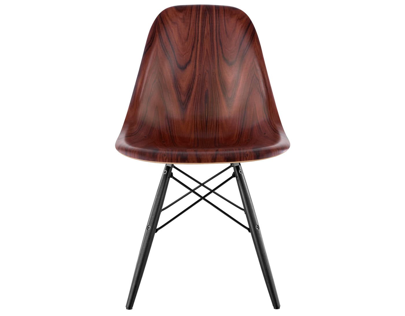 eames molded wood side chair with dowel base / standard glides with felt bottom / santos palisander / black / ebony with black glides