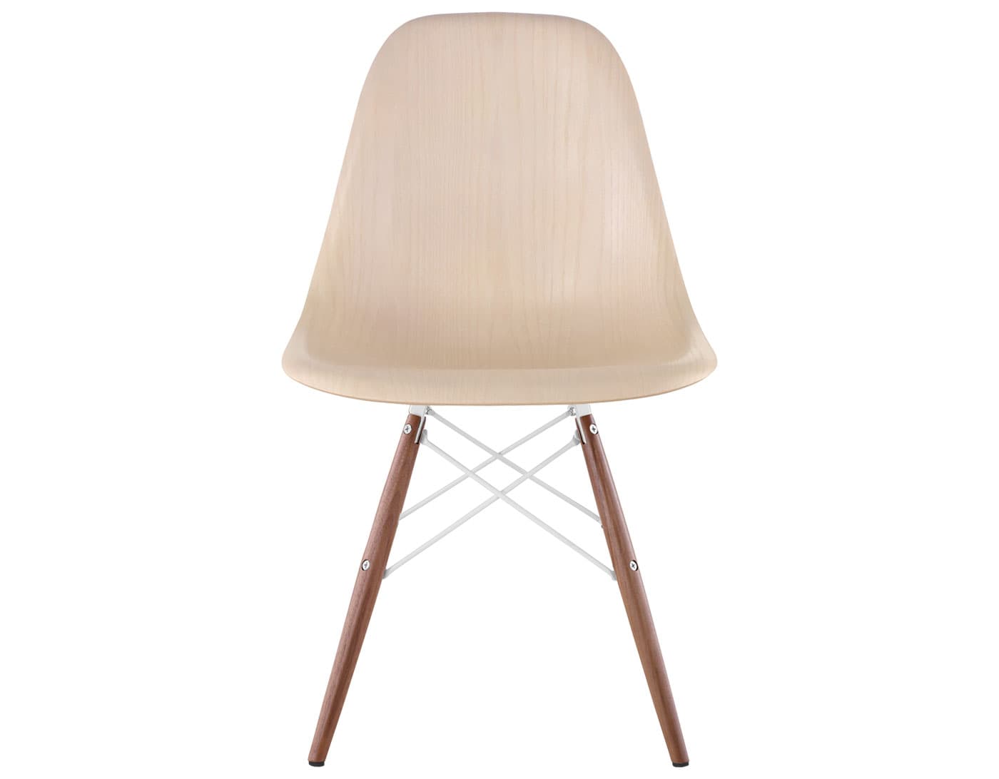 eames molded wood side chair with dowel base / standard glides / white ash / white / walnut with black glides