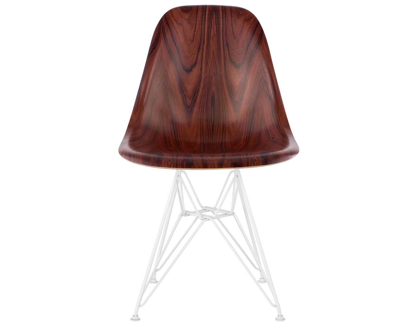 eames molded wood side chair with wire base / standard glides with felt bottom / santos palisander / white