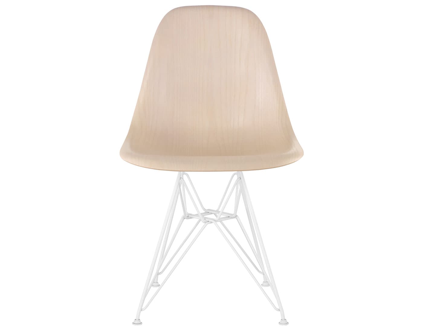 eames molded wood side chair with wire base / standard glides with felt bottom / white ash / white