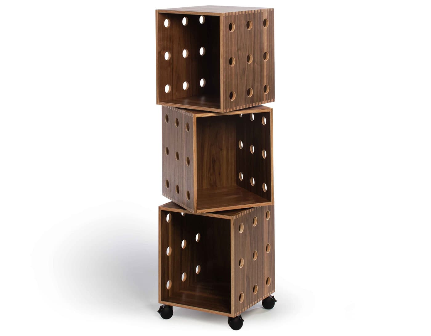 perf boxes / 3 stack - walnut veneer over birch ply