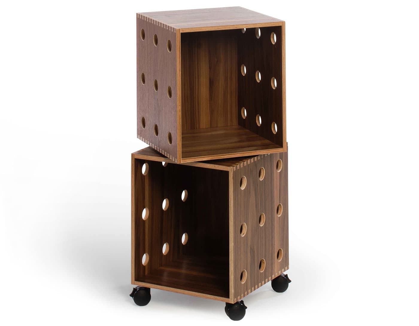 perf boxes / 2 stack - walnut veneer on birch ply