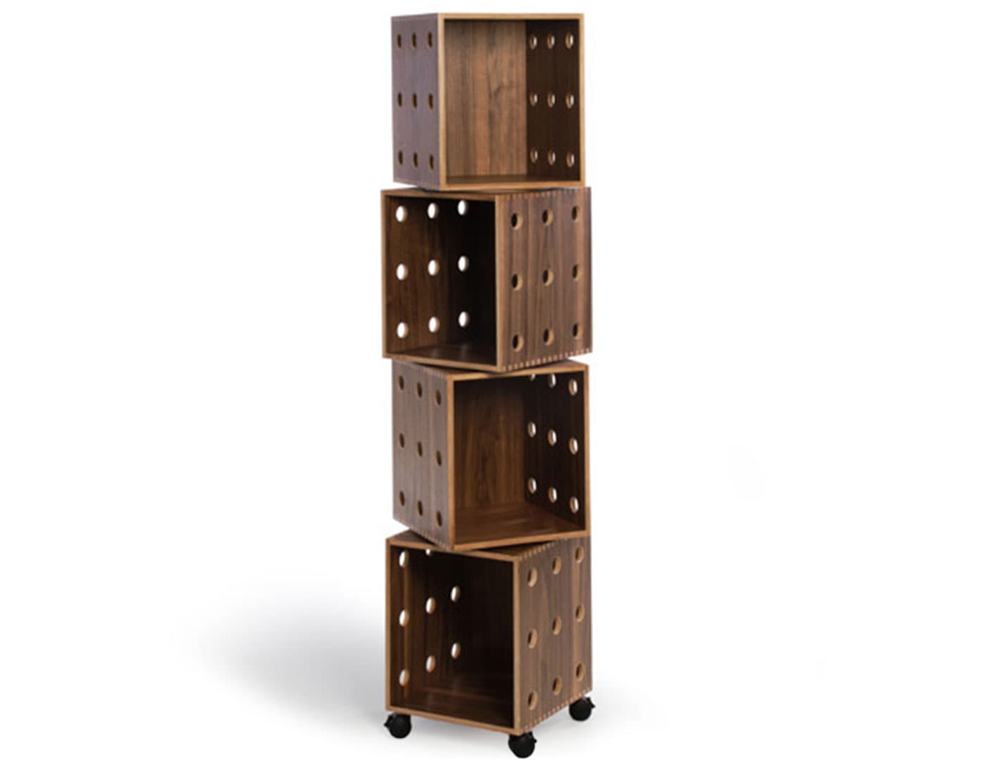 perf boxes / 4 stack - walnut veneer over birch ply