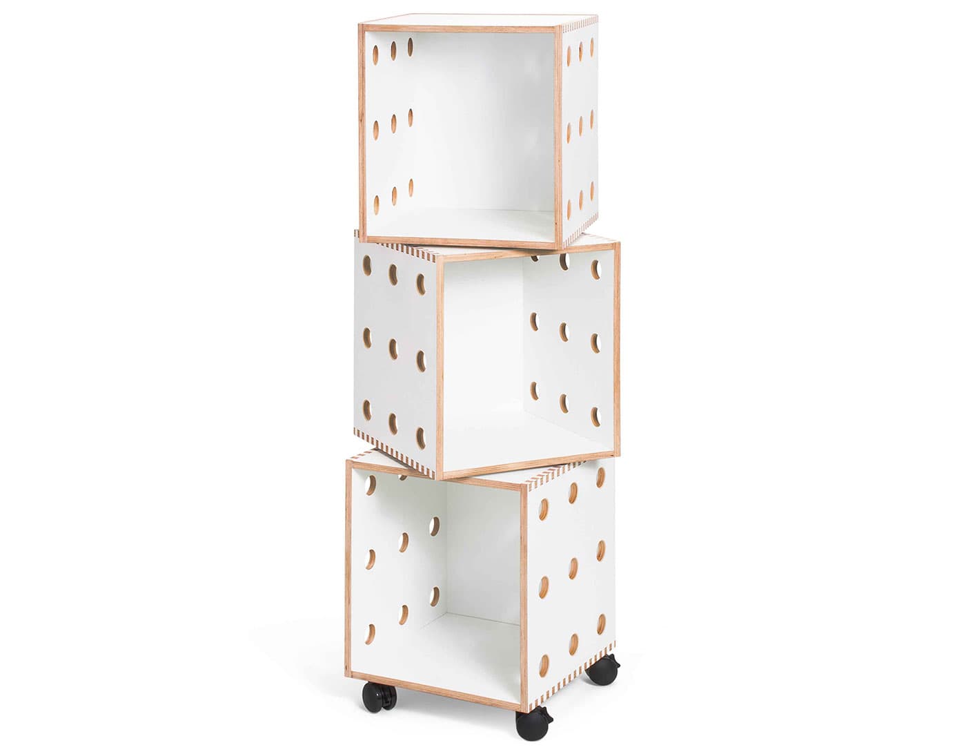 perf boxes / 3 stack - white laminate over birch ply