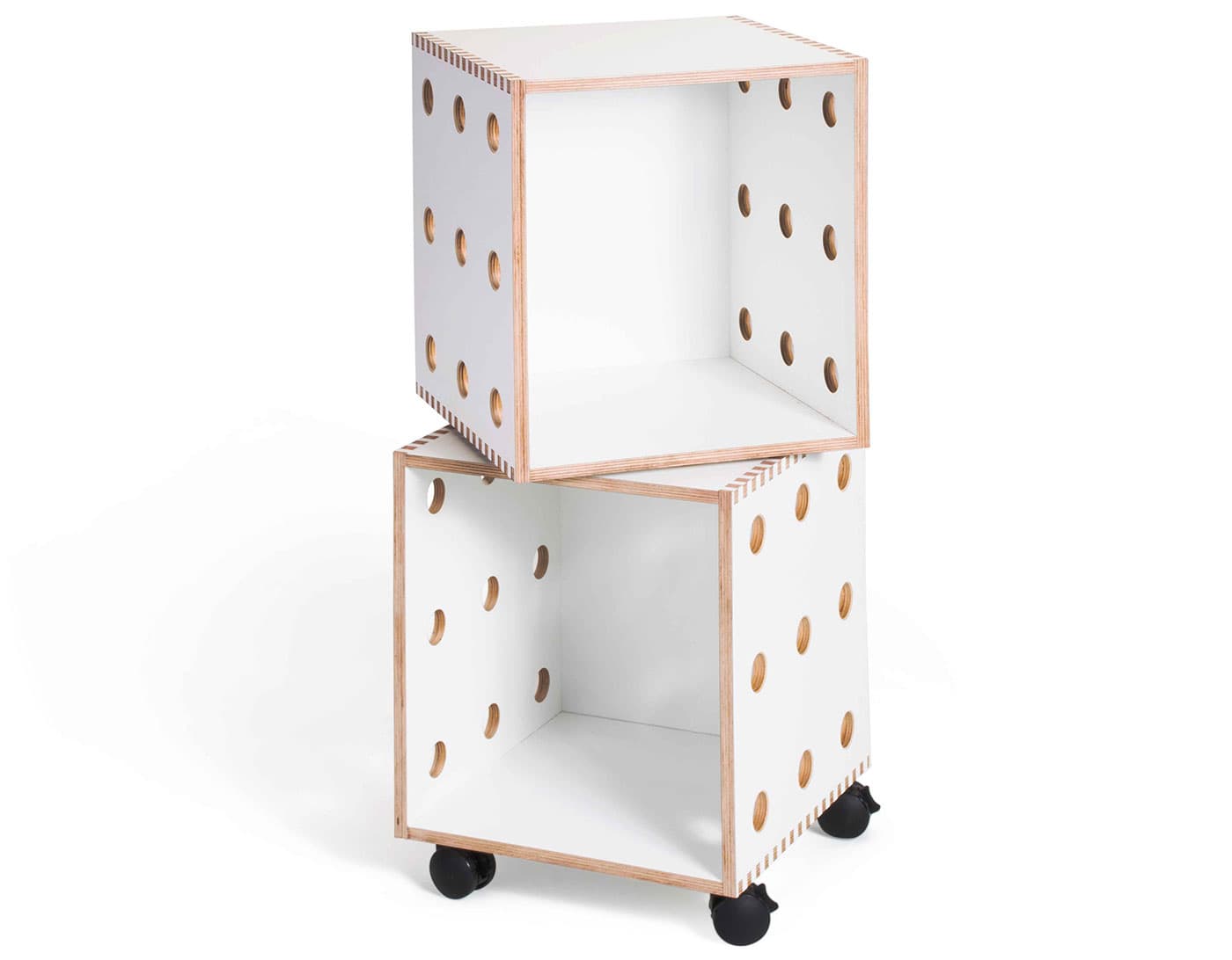 perf boxes / 2 stack - white laminate on birch ply