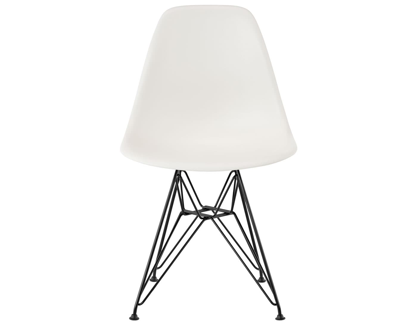 eames molded plastic side chair with wire base / standard glides / 100% recycled plastic - white / black