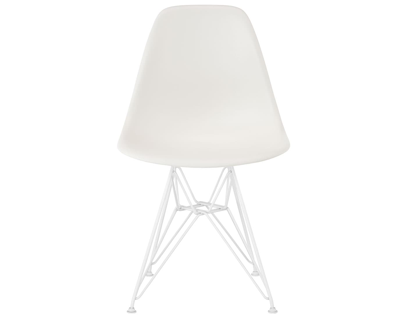 eames molded plastic side chair with wire base / standard glides / 100% recycled plastic - white / white