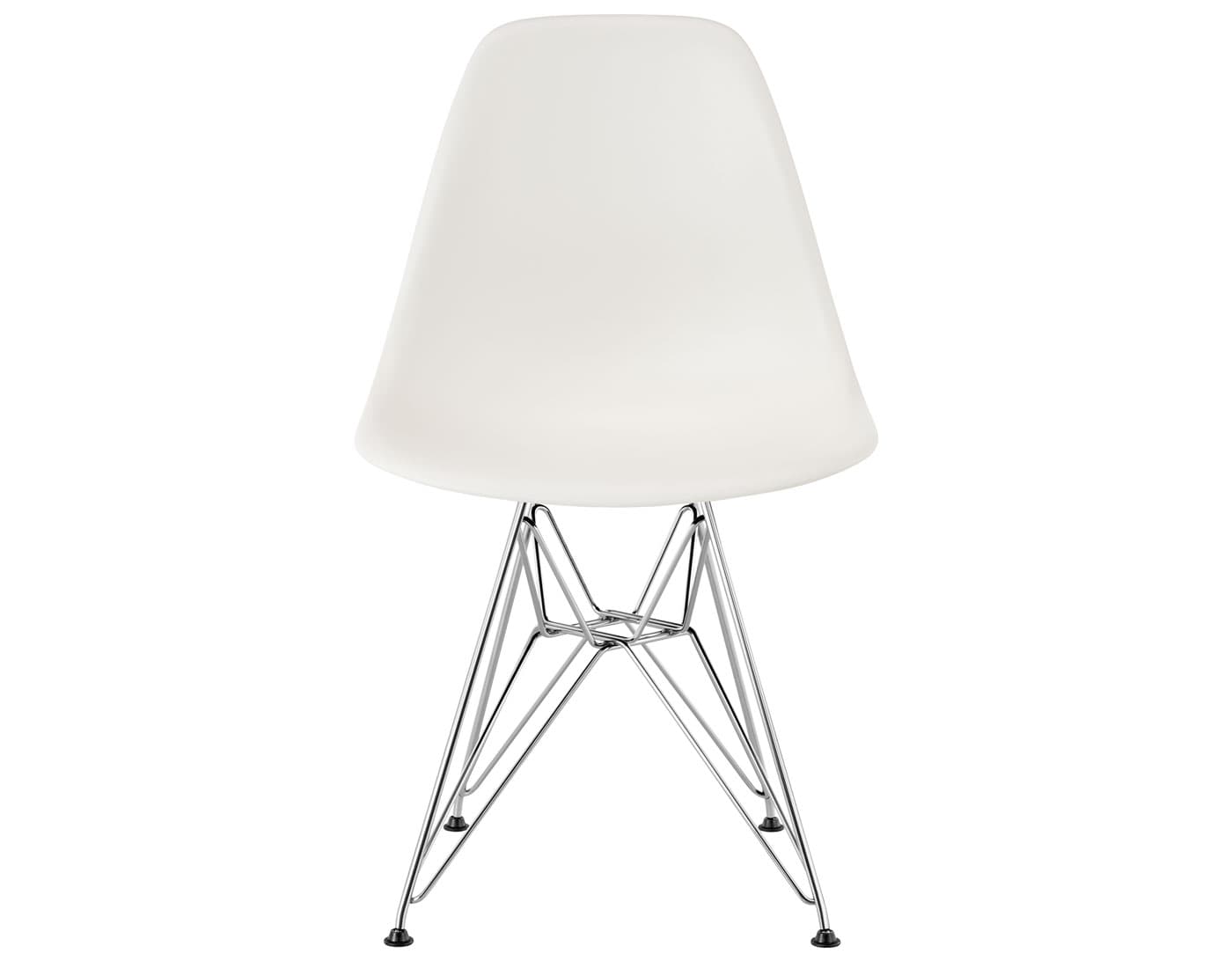 eames molded plastic side chair with wire base / standard glides / 100% recycled plastic - white / trivalent chrome
