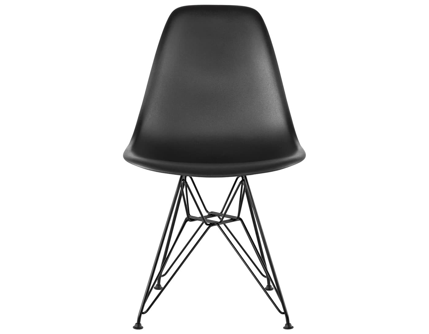 eames molded plastic side chair with wire base / standard glides / 100% recycled plastic - black / black