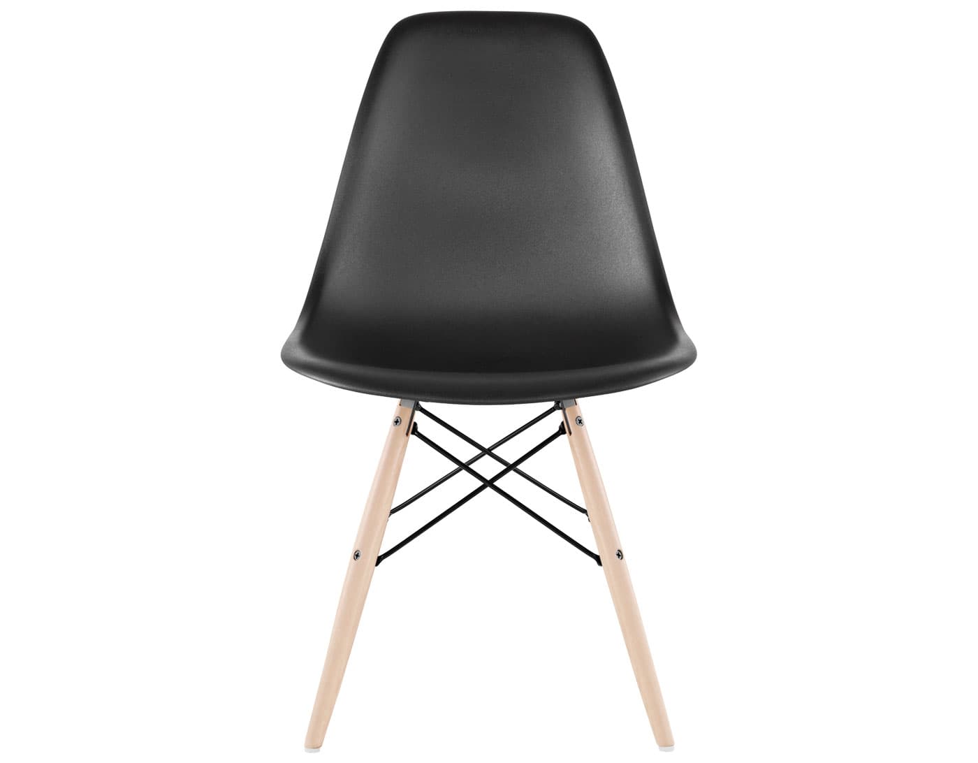 eames molded plastic side chair with dowel base / standard glides with felt bottom / 100% recycled plastic - black / maple with white glides / black