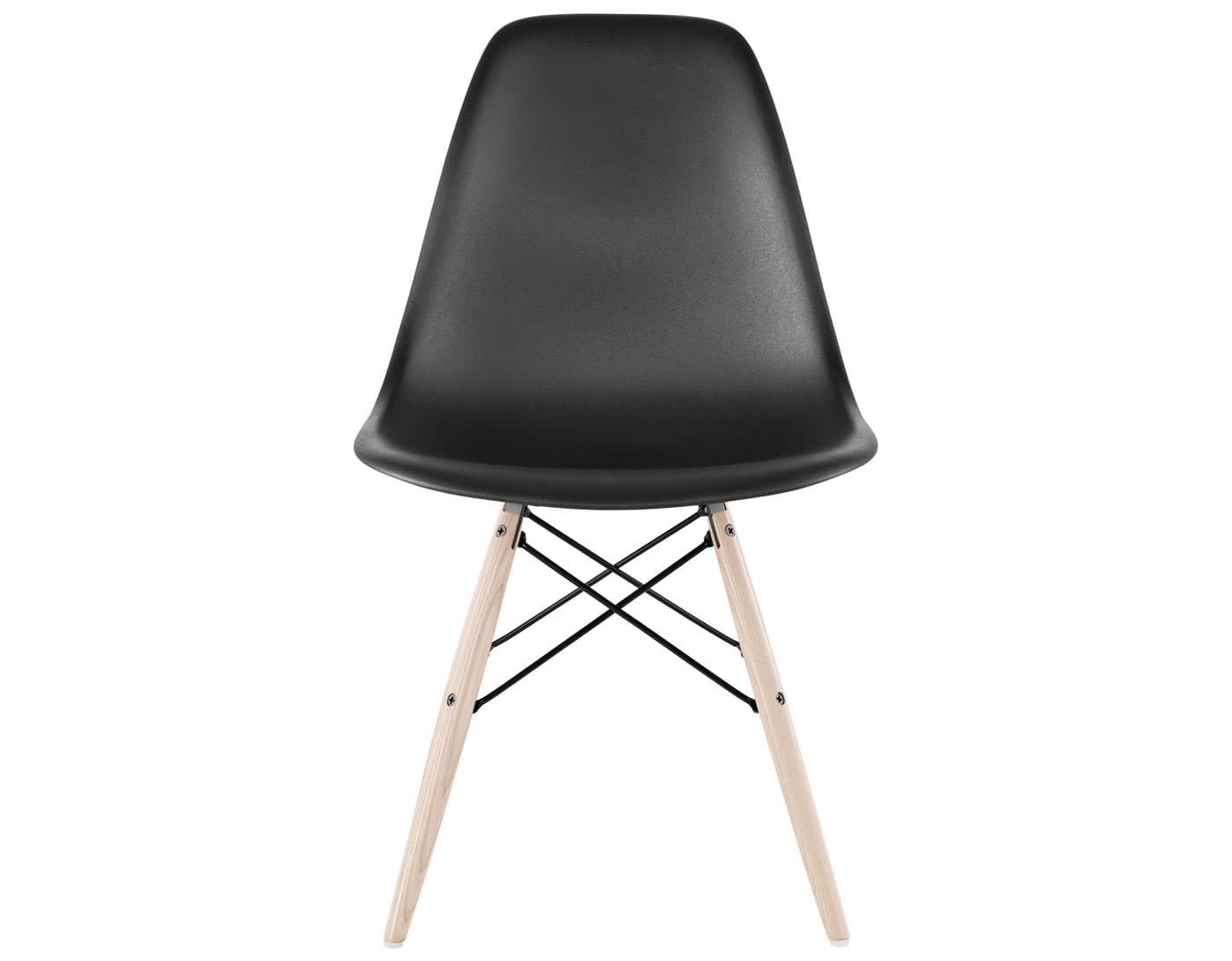 eames molded plastic side chair with dowel base / standard glides with felt bottom / 100% recycled plastic - black / white ash with white glides / black