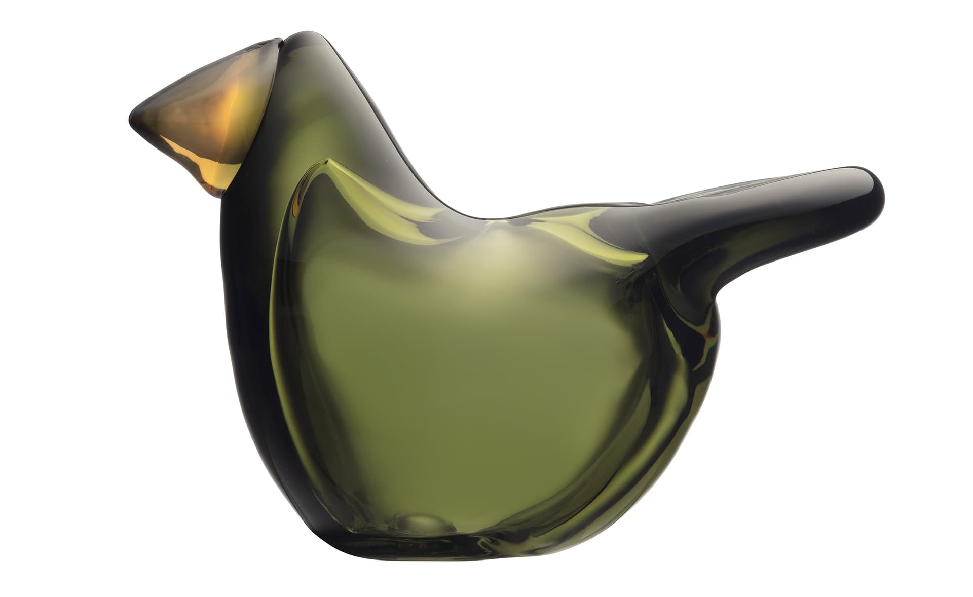 toikka flycatcher bird / moss green body - copper beak
