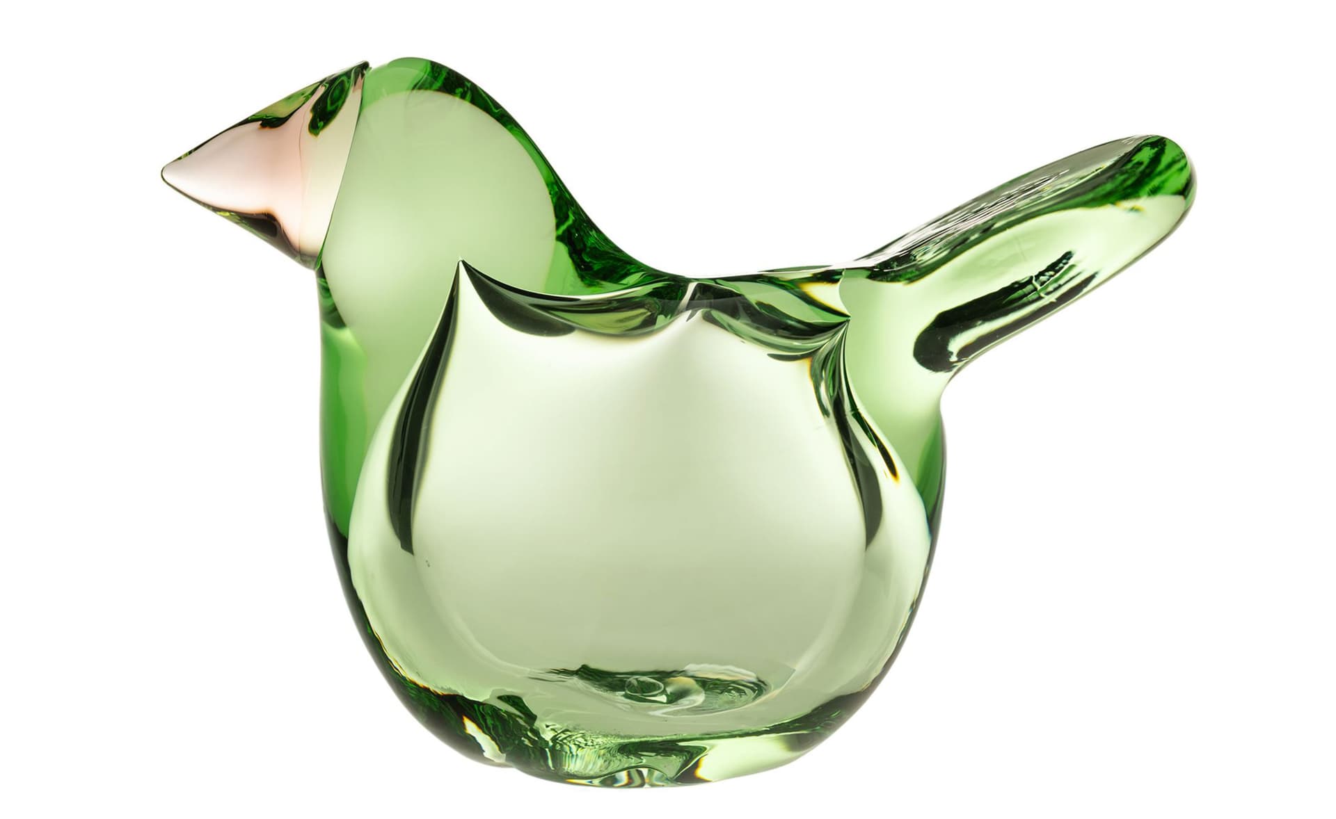 toikka flycatcher bird / apple green body - salmon pink beak