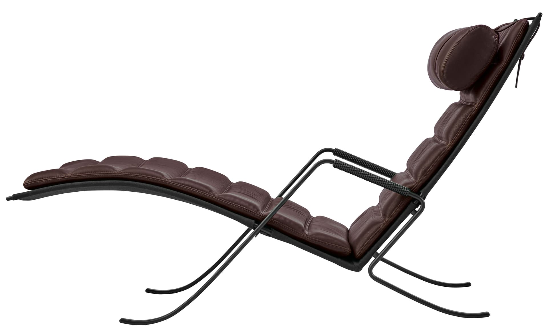 fk87 grasshopper chair / dark brown leather / black powder-coated steel with black leather armrests
