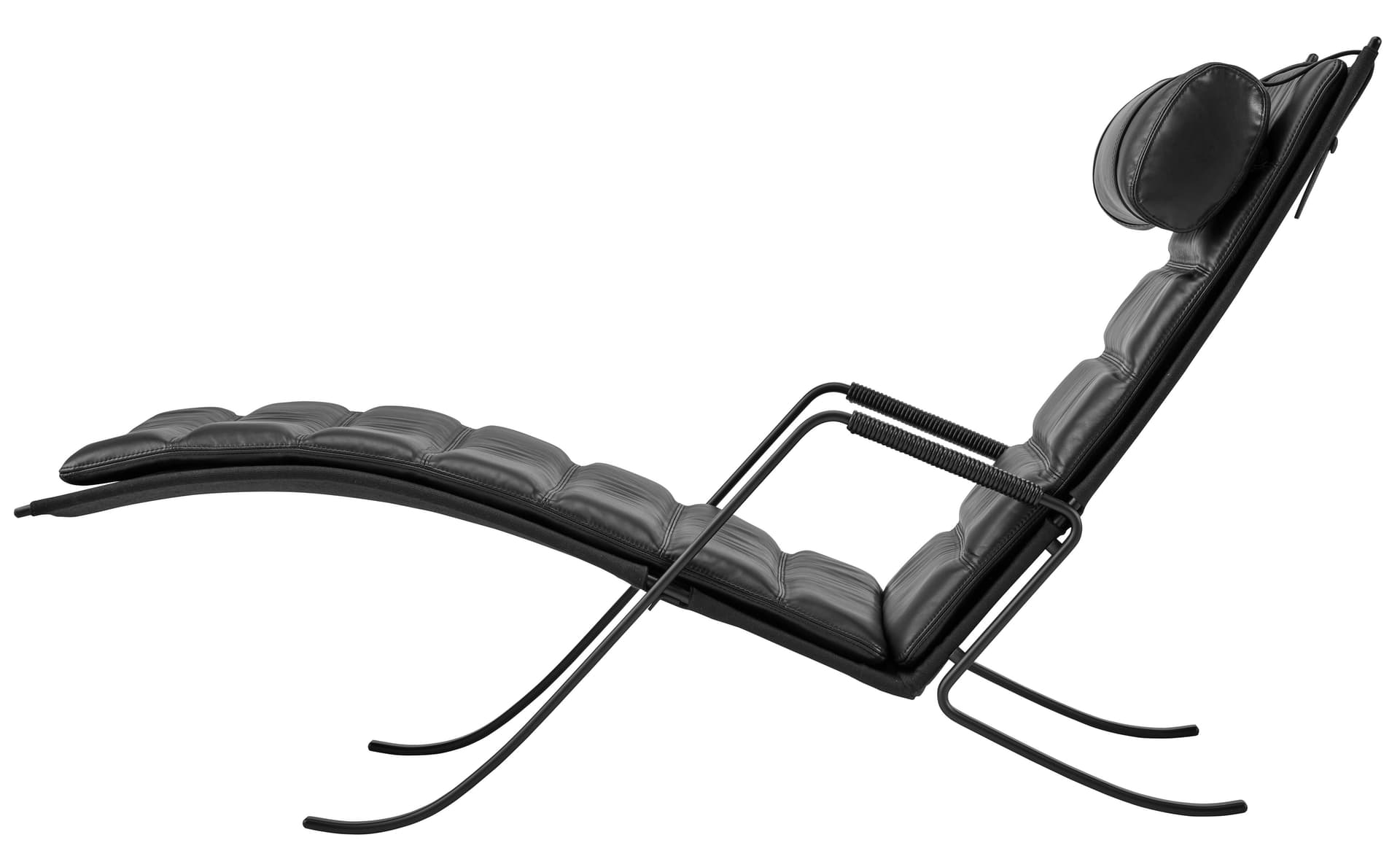 fk87 grasshopper chair / black leather / black powder-coated steel with black leather armrests
