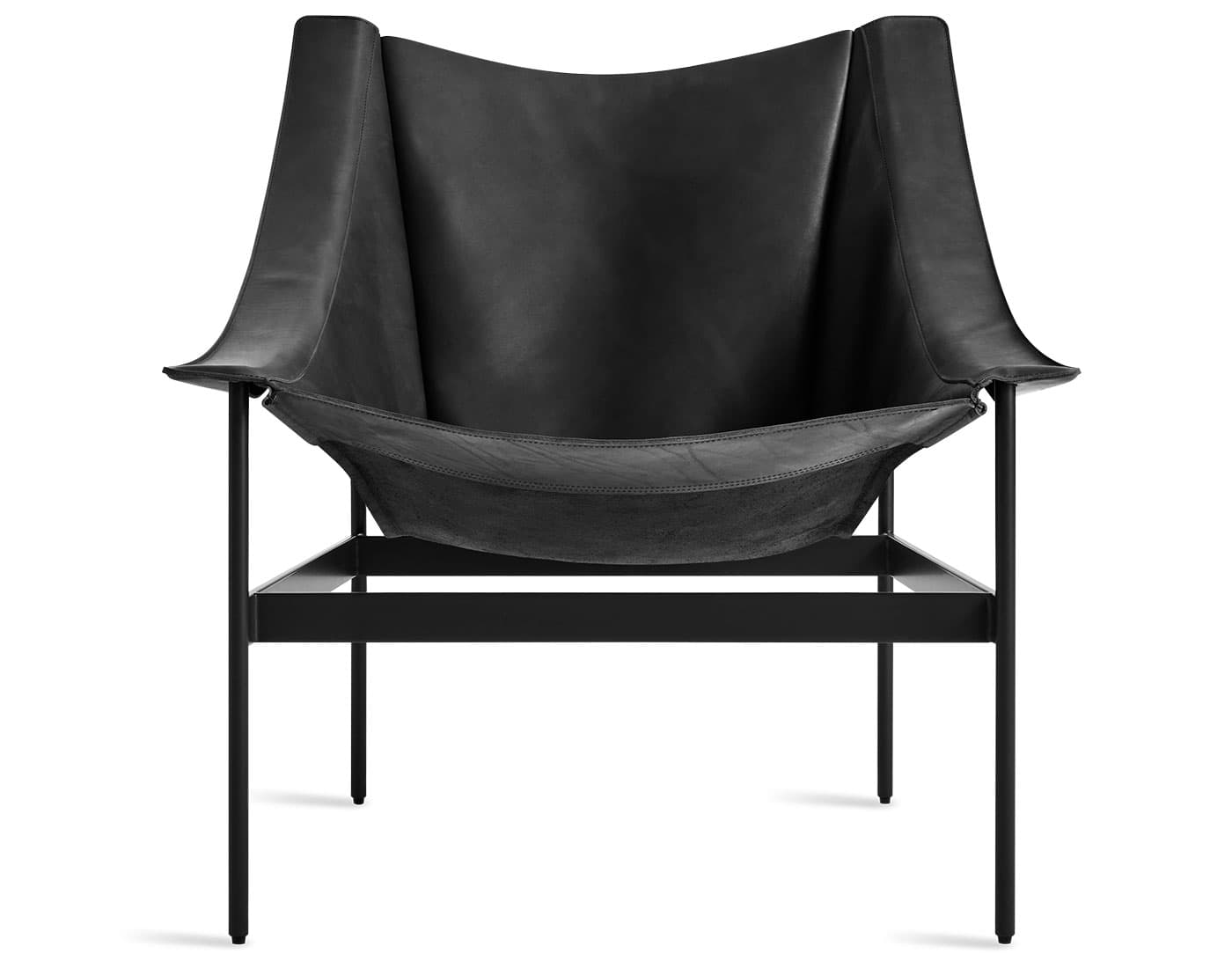 heyday lounge chair / black leather sling / oblivion base