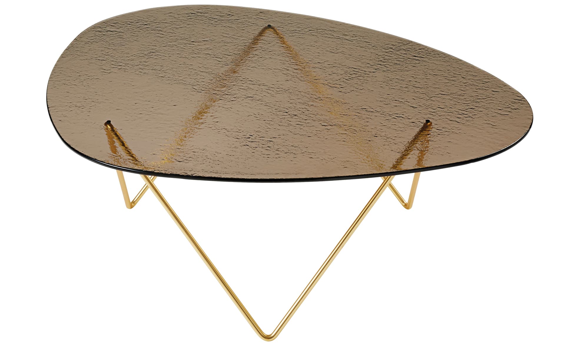 pedrera coffee table / structured bronze glass / semi-matte brass base